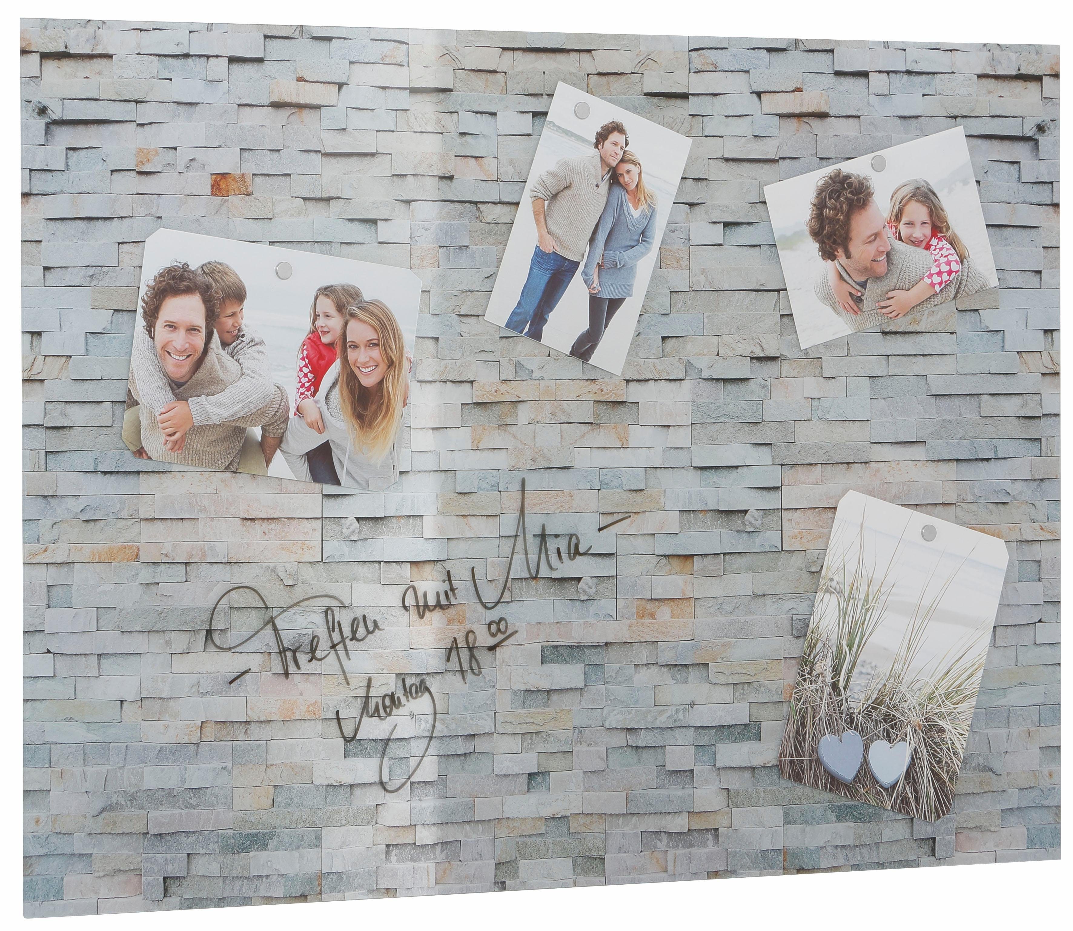 Home affaire Magneetbord Stone Wall Memobord, acrylglas, steen, magnetisch, bord (1-delig)