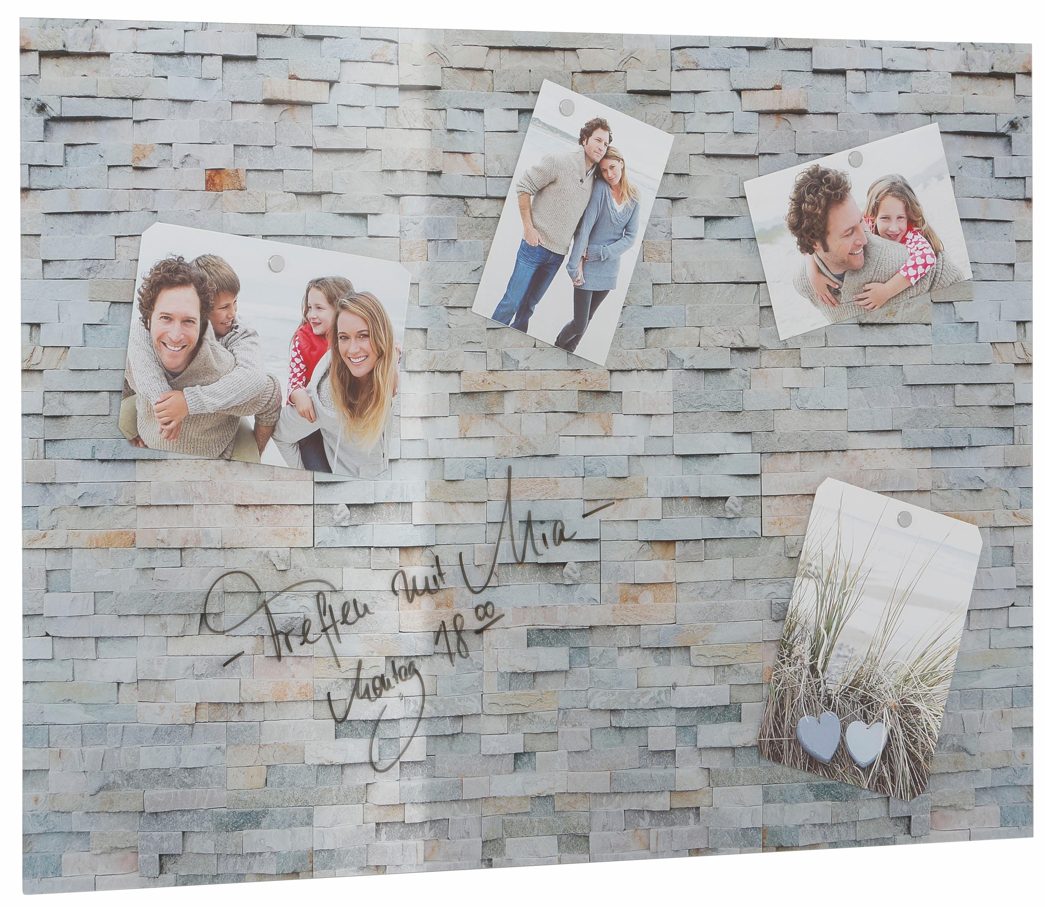slogan Gehoorzaam Kabelbaan Home affaire Magneetbord Stone Wall Memobord, van glas, steenmotief online  bij | OTTO