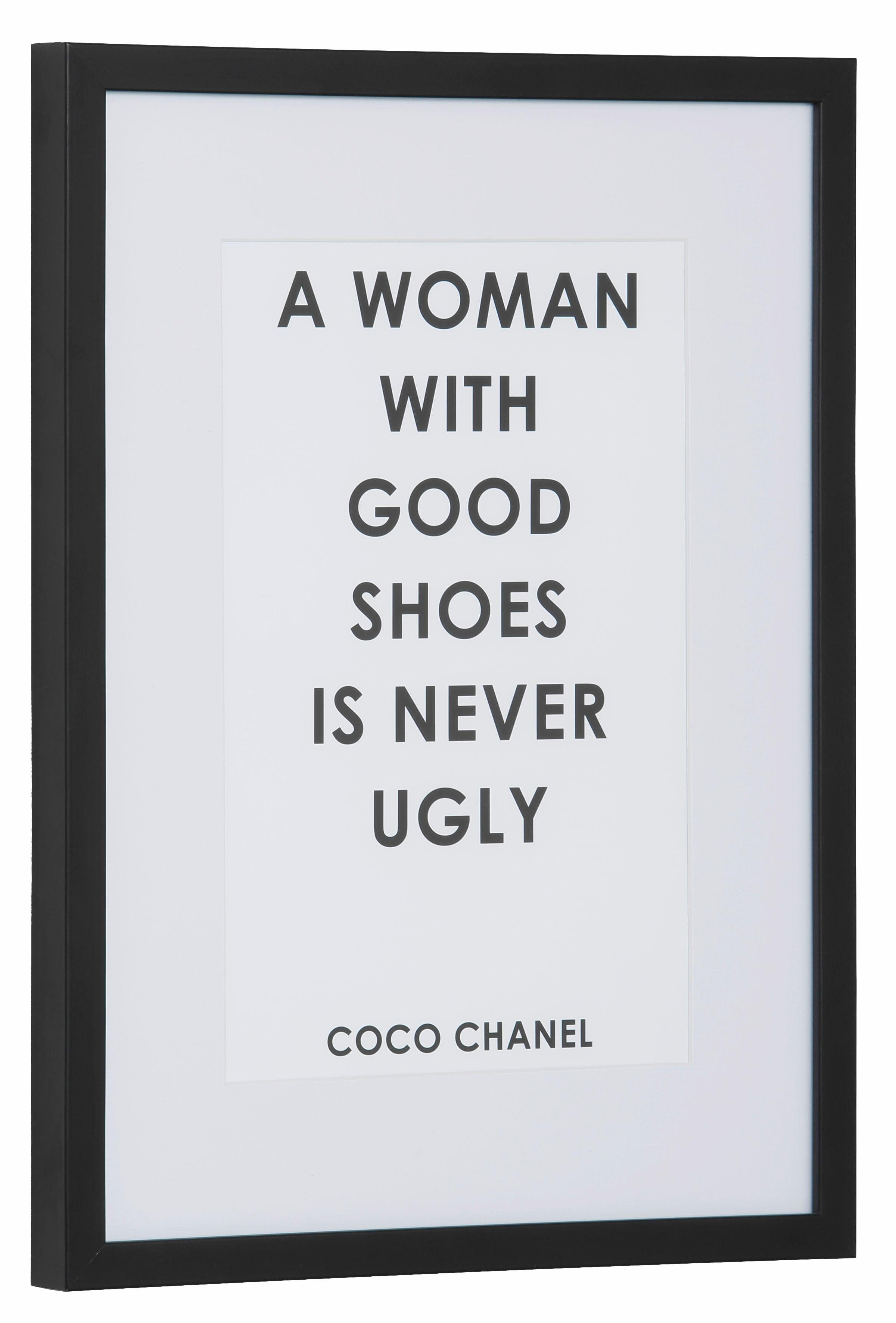 Leonique Wanddecoratie Zitat Coco Chanel HD premium posterdruk incl. houten lijst