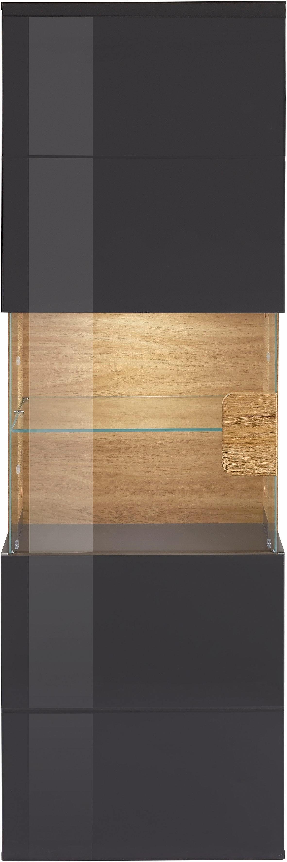 INOSIGN Hangende vitrinekast Toledo, hoogte 159 cm trendy glazen vitrine met decoratieve MDF-front Vitrine met glazen front, zonder verlichting, veel opbergruimte, hoogglans
