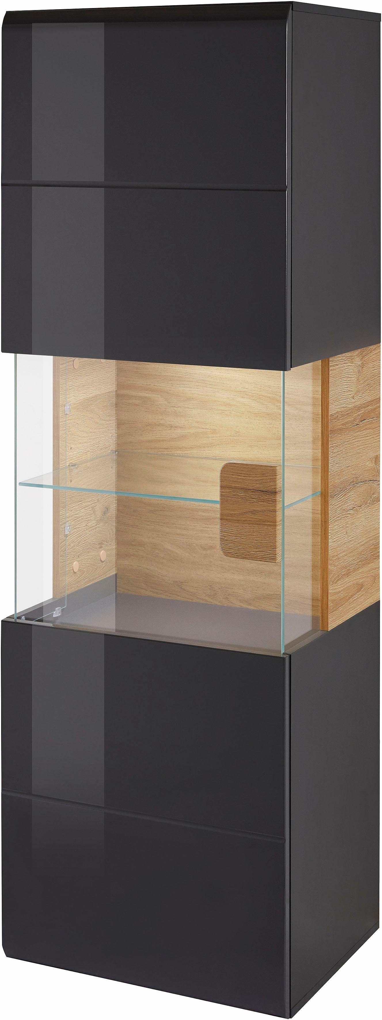 INOSIGN Hangende vitrinekast Toledo, hoogte 159 cm trendy glazen vitrine met decoratieve MDF-front Vitrine met glazen front, zonder verlichting, veel opbergruimte, hoogglans