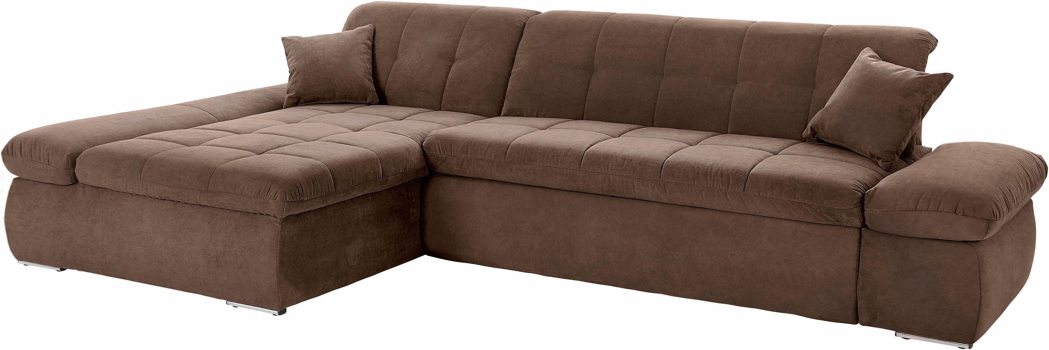 DOMO collection Hoekbank NMoric XXL, B/D/H: 300/172/80cm, L-vorm naar keuze met slaapfunctie en verstelbare armleuning