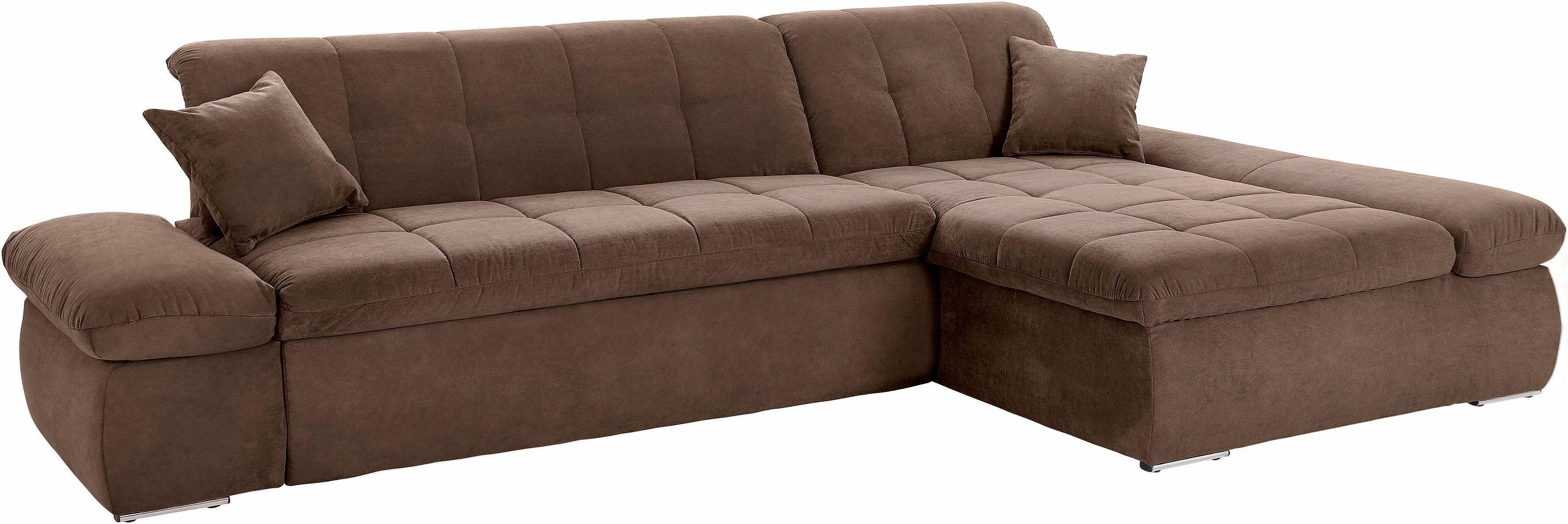 DOMO collection Hoekbank NMoric XXL, B/D/H: 300/172/80cm, L-vorm naar keuze met slaapfunctie en verstelbare armleuning