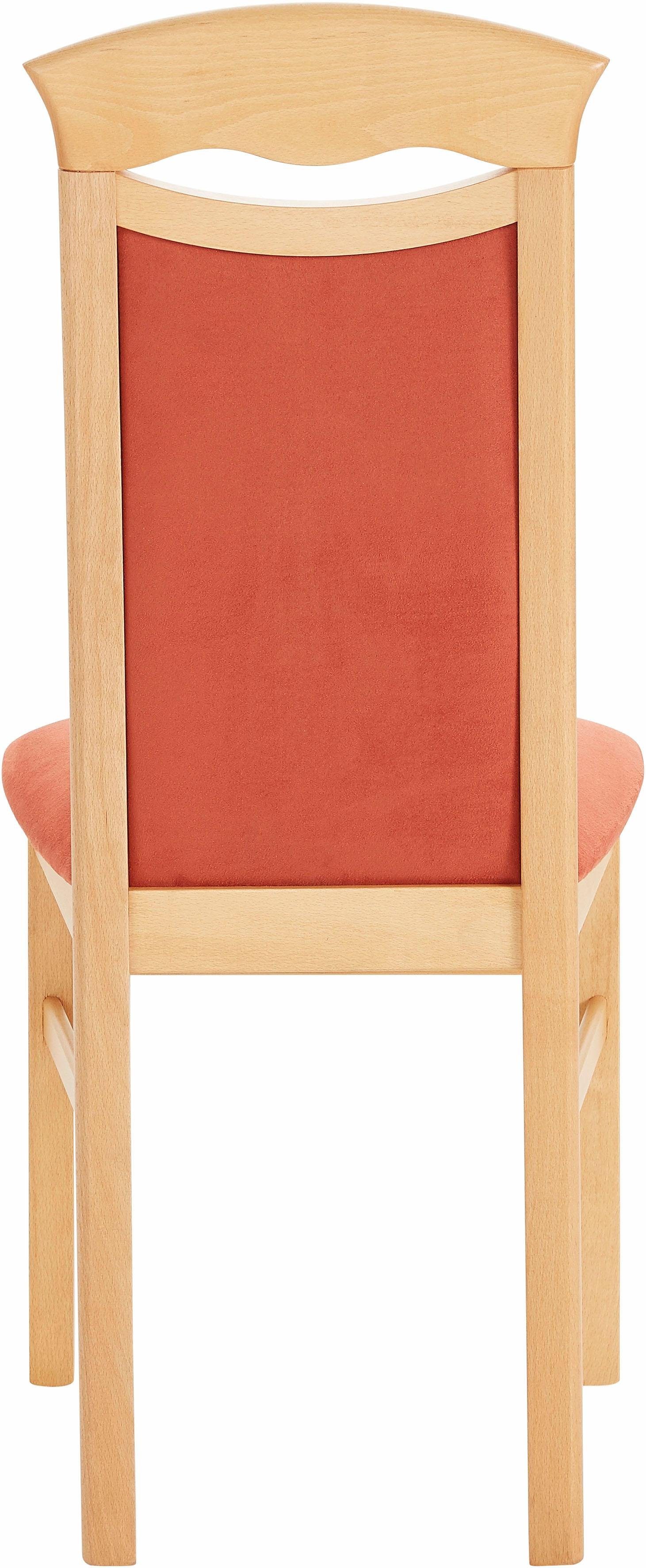 Home affaire Eetkamerstoel Franz slijtvast microvezel, onderstel beuken naturel of wit, houten stoel (set, 2 stuks)