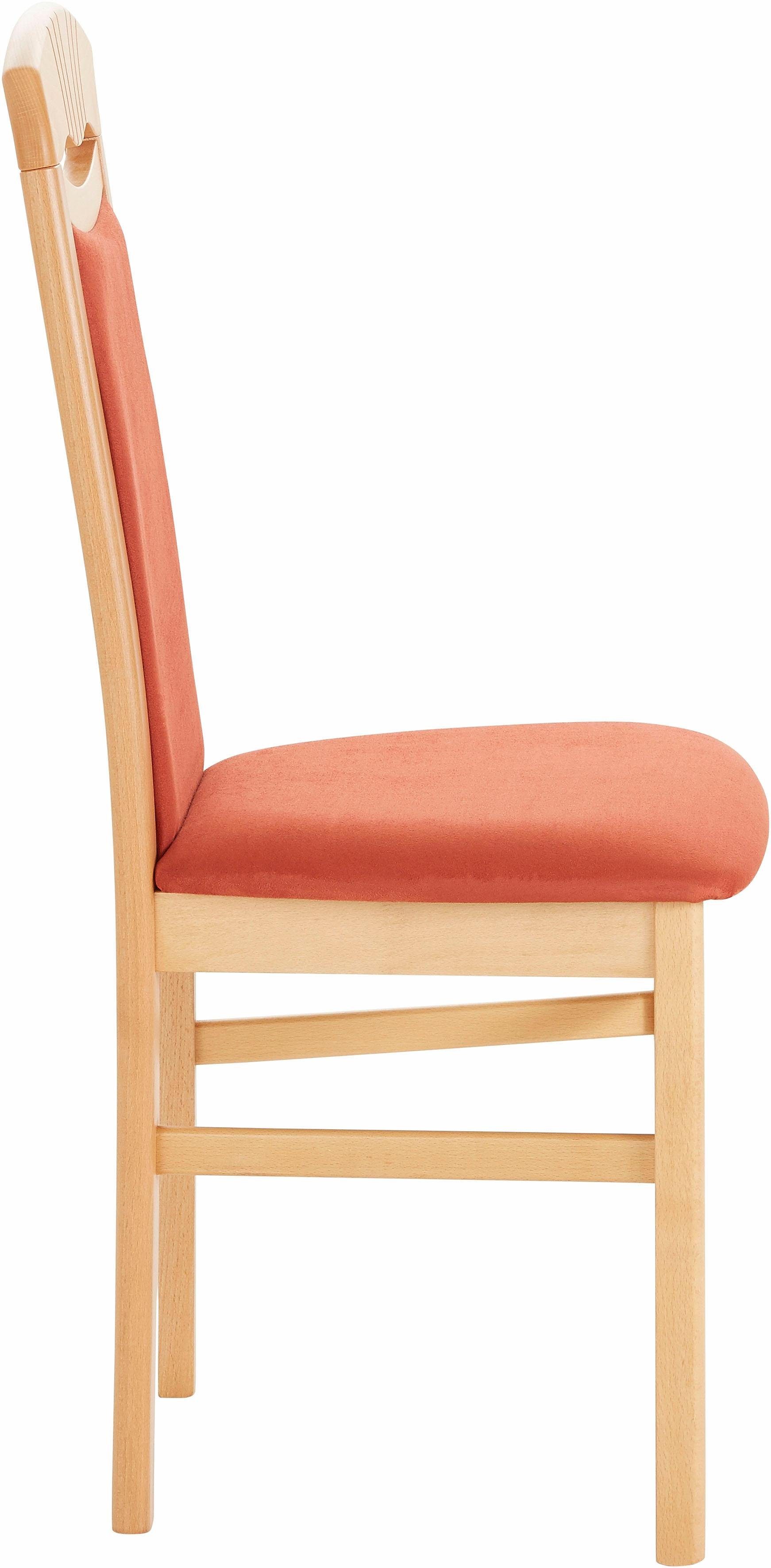 Home affaire Eetkamerstoel Franz slijtvast microvezel, onderstel beuken naturel of wit, houten stoel (set, 2 stuks)