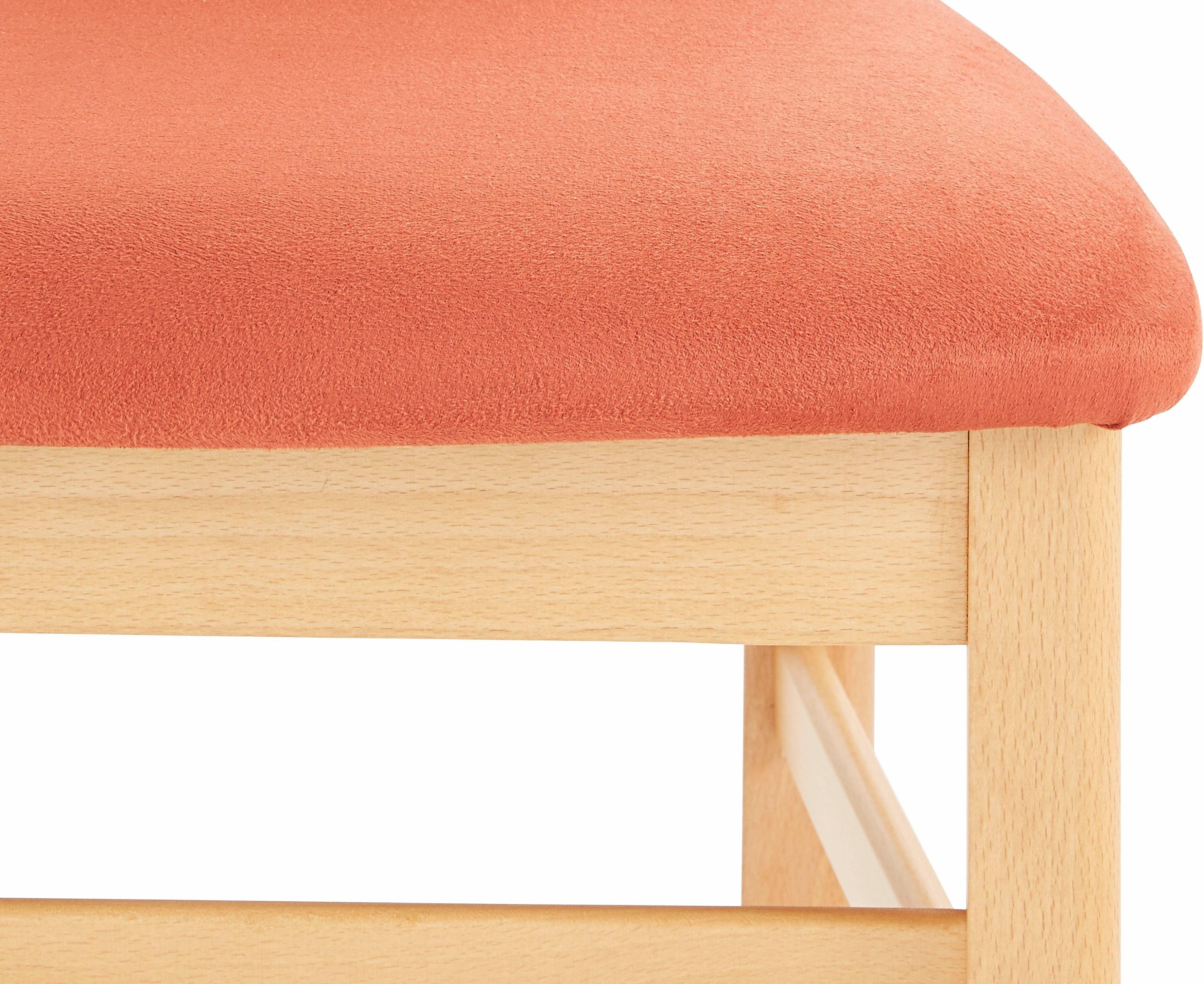 Home affaire Eetkamerstoel Franz slijtvast microvezel, onderstel beuken naturel of wit, houten stoel (set, 2 stuks)