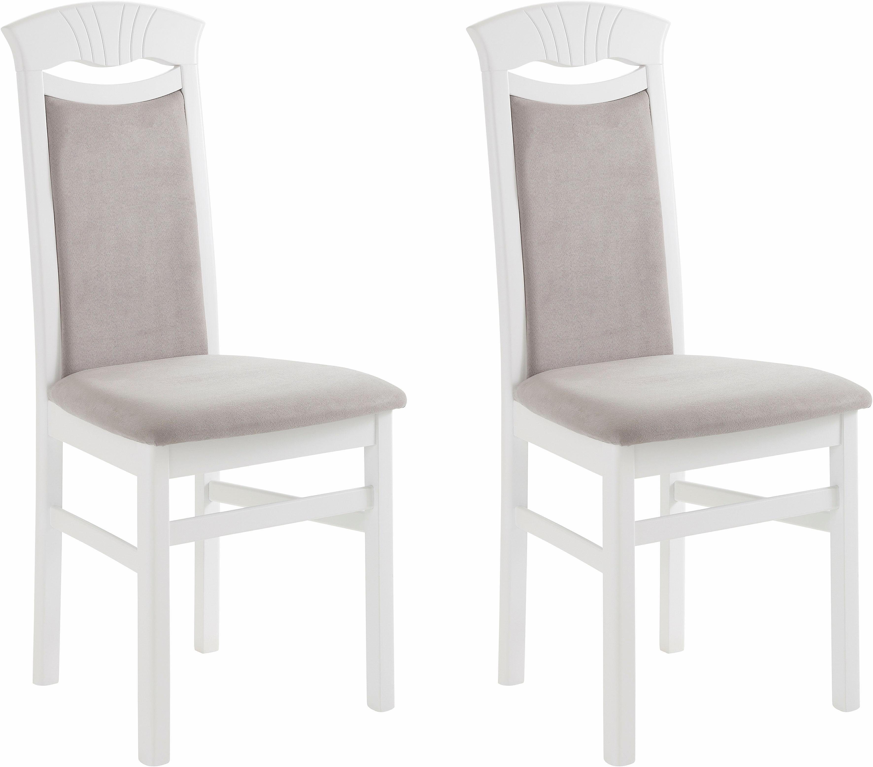 Home affaire Eetkamerstoel Franz slijtvast microvezel, onderstel beuken naturel of wit, houten stoel (set, 2 stuks)