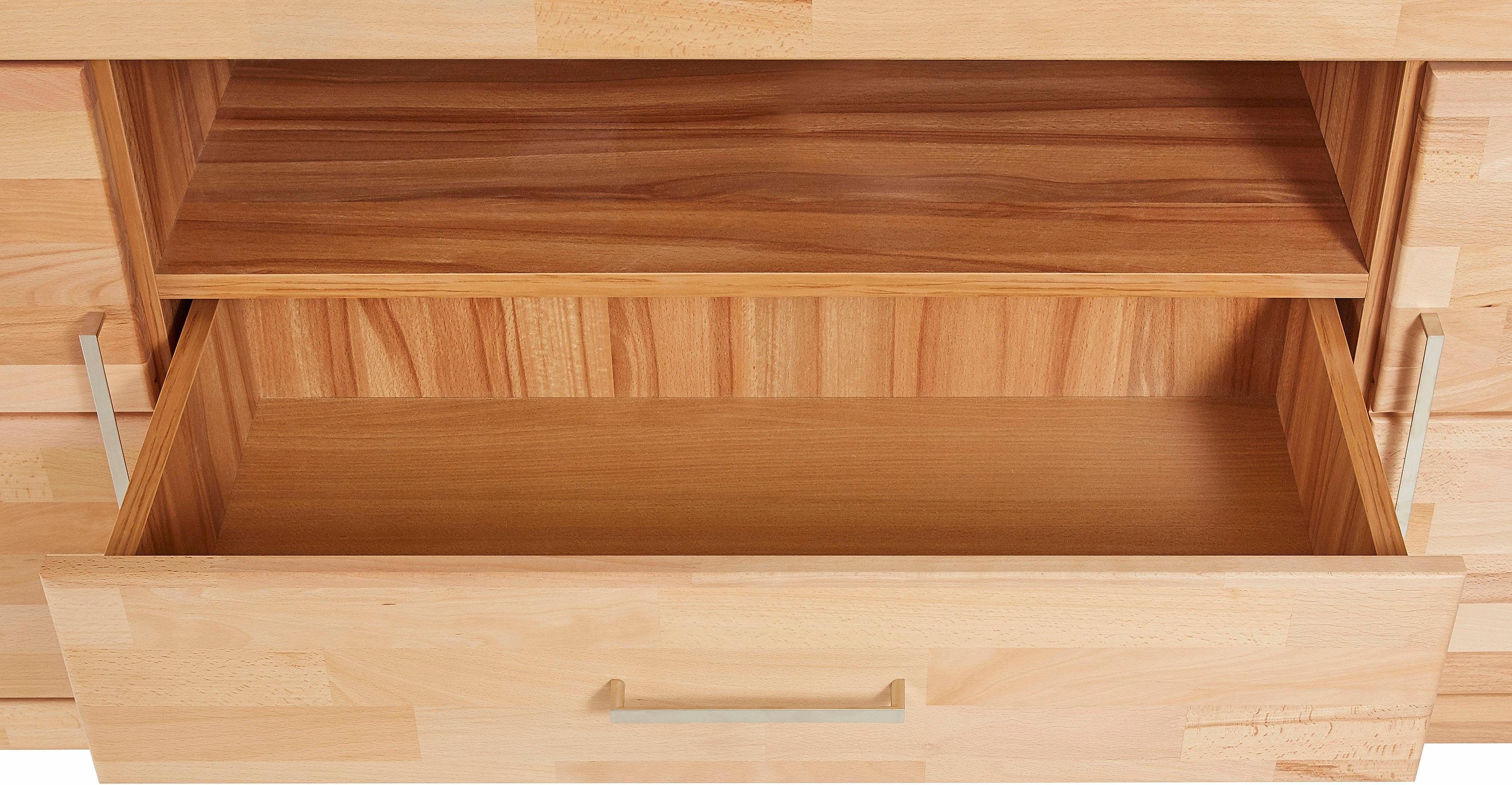 Home affaire Tv-meubel Logo, 160cm breed, 42 cm diep, fronten massief hout, kabeldoorvoer
