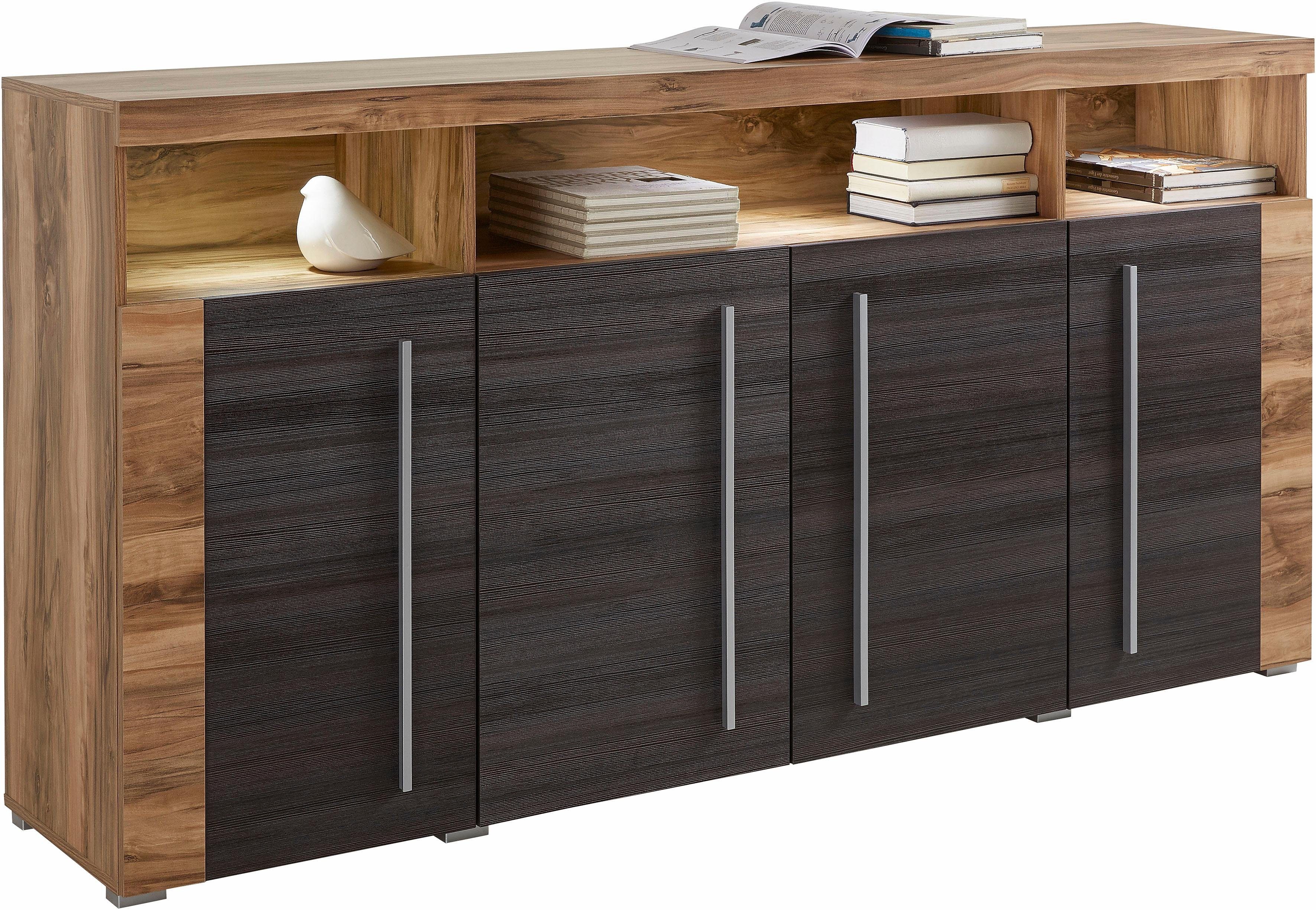 INOSIGN Dressoir Roger, breedte 182 cm, stijlvolle kast met 4 deuren Commode met veel opbergruimte, inlegplanken verstelbaar