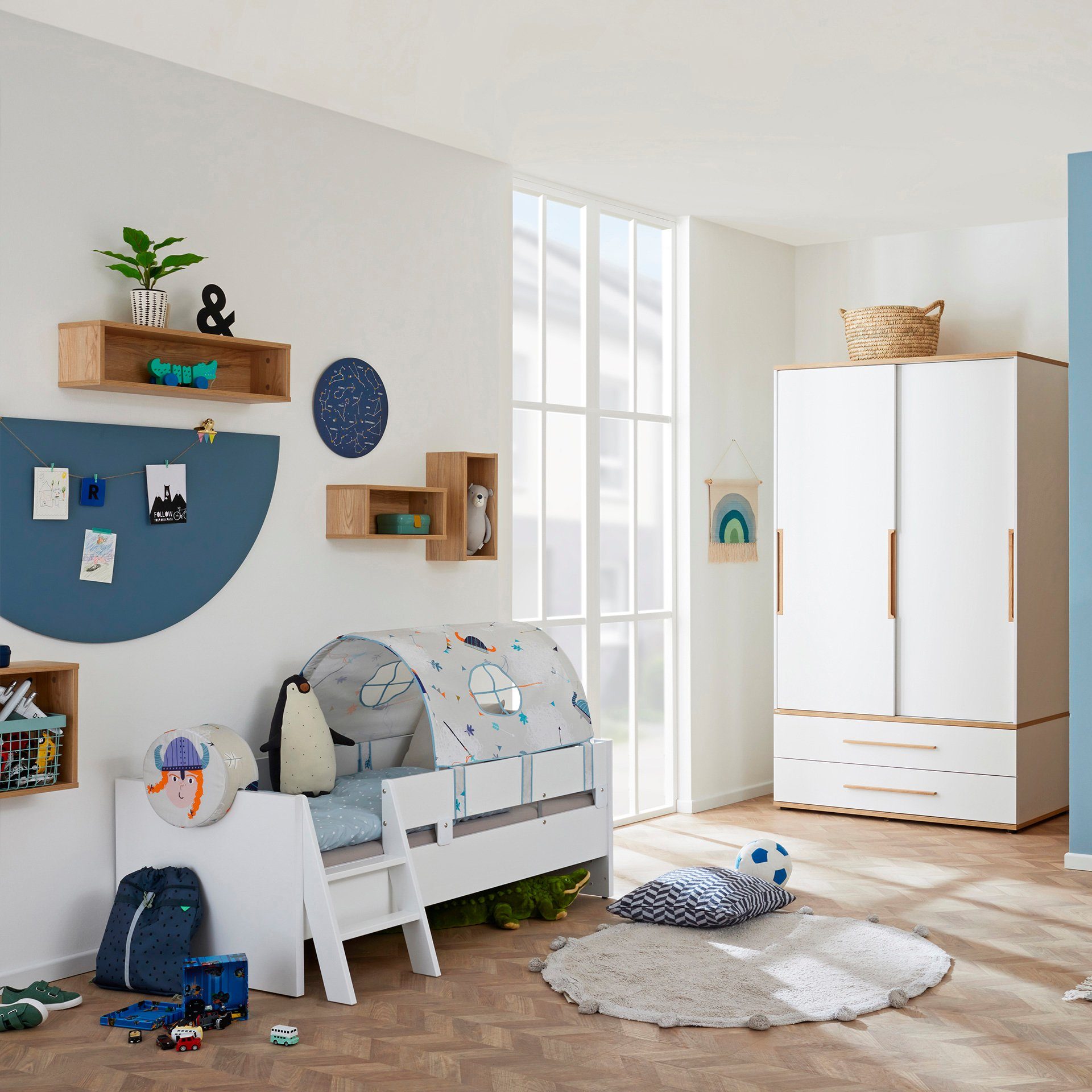 PAIDI Kinderwelten Kledingkast YOLANDA 2T2S smal Schuifdeuren met hoogwaardige aluminium rails, 2 lades