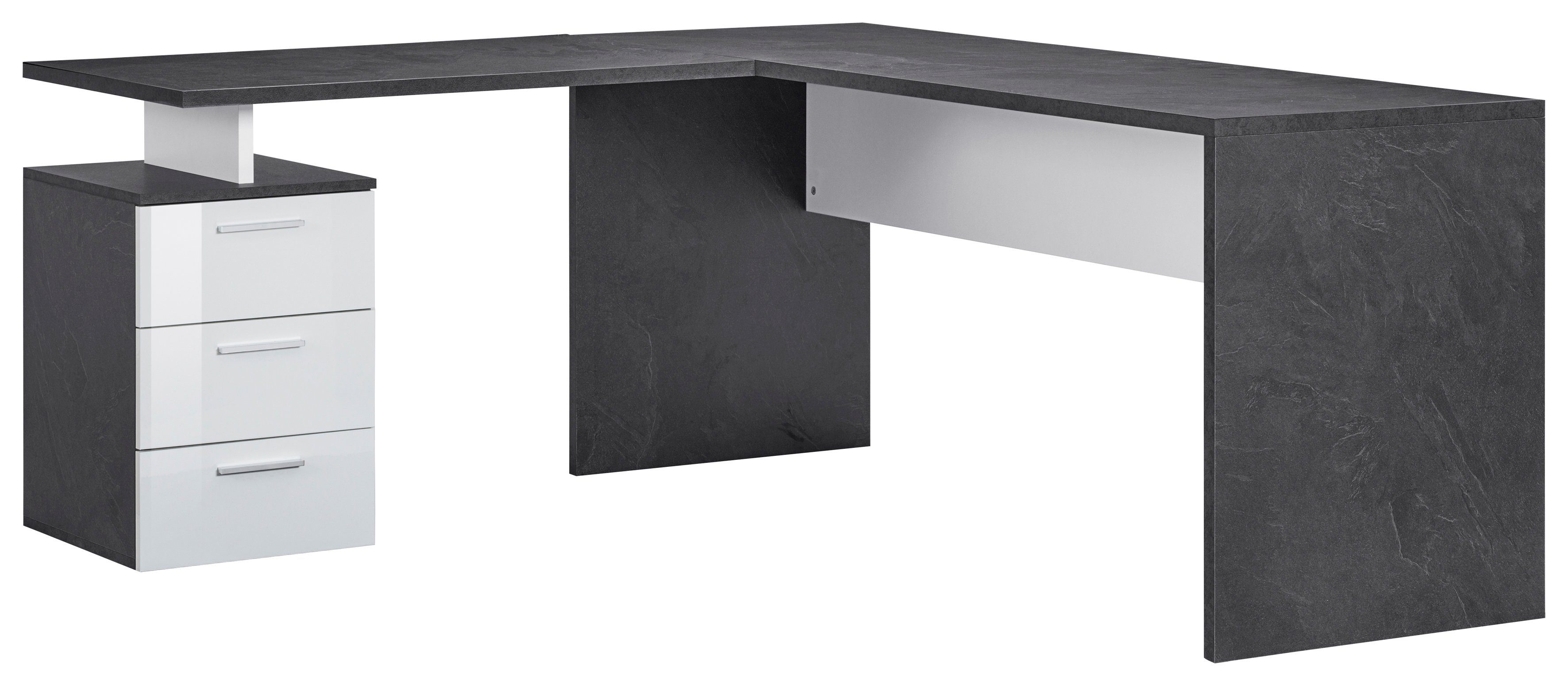 INOSIGN Hoekbureau New Selina Bureau met 3 laden, afmetingen 180/100 x 60 x 75 cm, Made in Italy