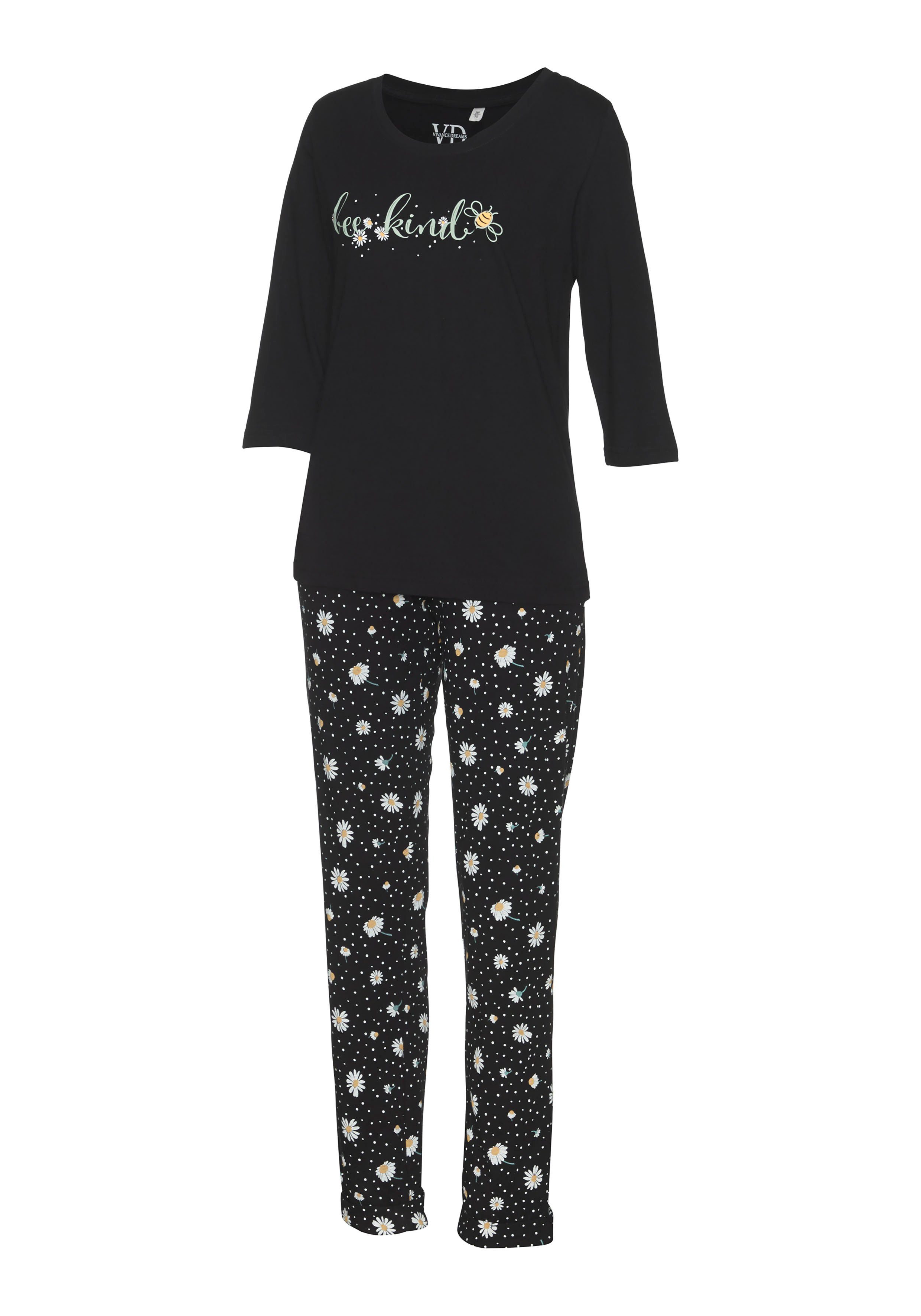 Vivance Dreams Pyjama met madeliefje-print (2-delig, 1 stuk)