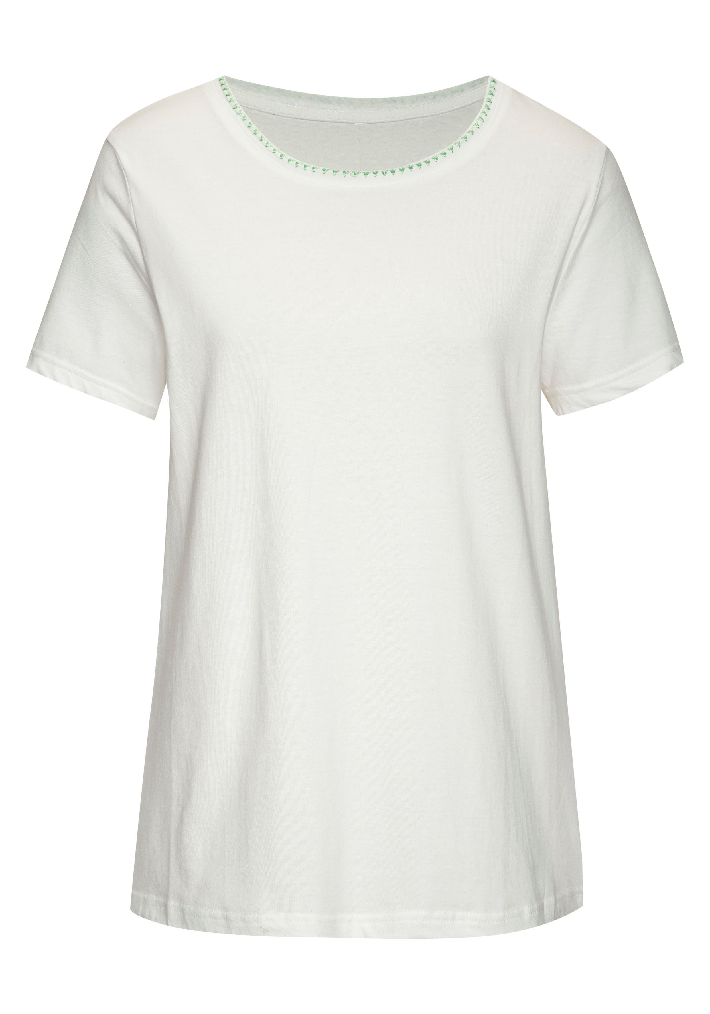 Vivance T-shirt Met modieuze contrastborduursel (Set van 2)