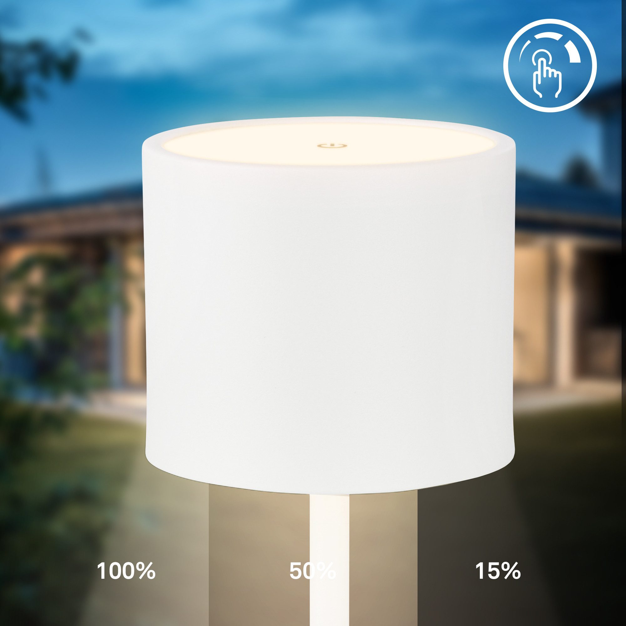 B.K.Licht Tafellamp voor buiten BK_TL1607 Accu tafellamp met oplaadstation, 3-niveau touchdimmer, IP44 (1 stuk)