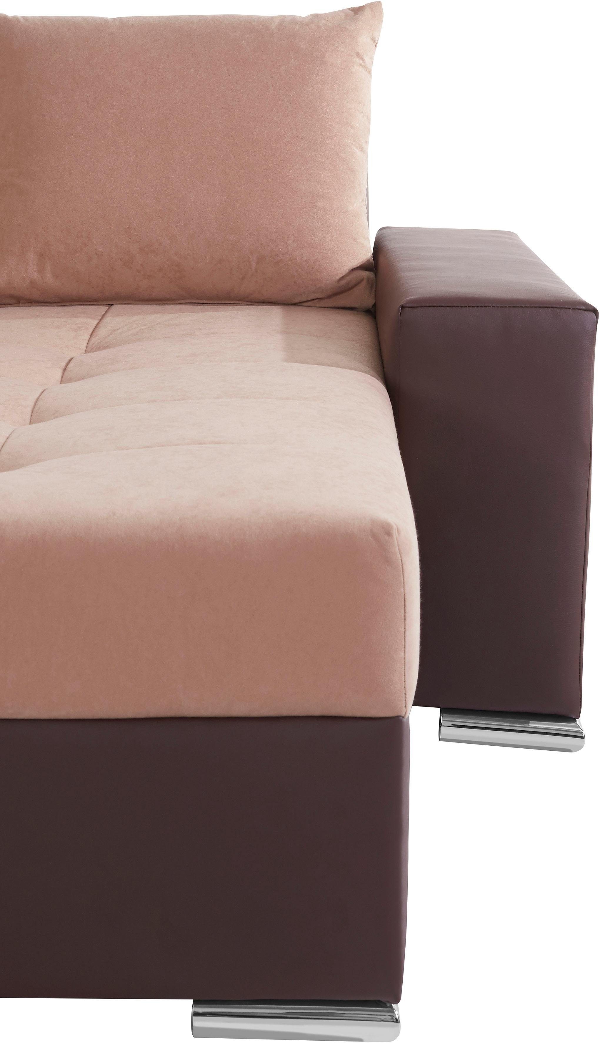 COLLECTION AB Zithoek XXL-Josy U-Form, Breite 333 cm, mit 2 Recamieren 77 & 97 cm incl. bedfunctie, bedlade, met 5 gelijk grote rugkussens