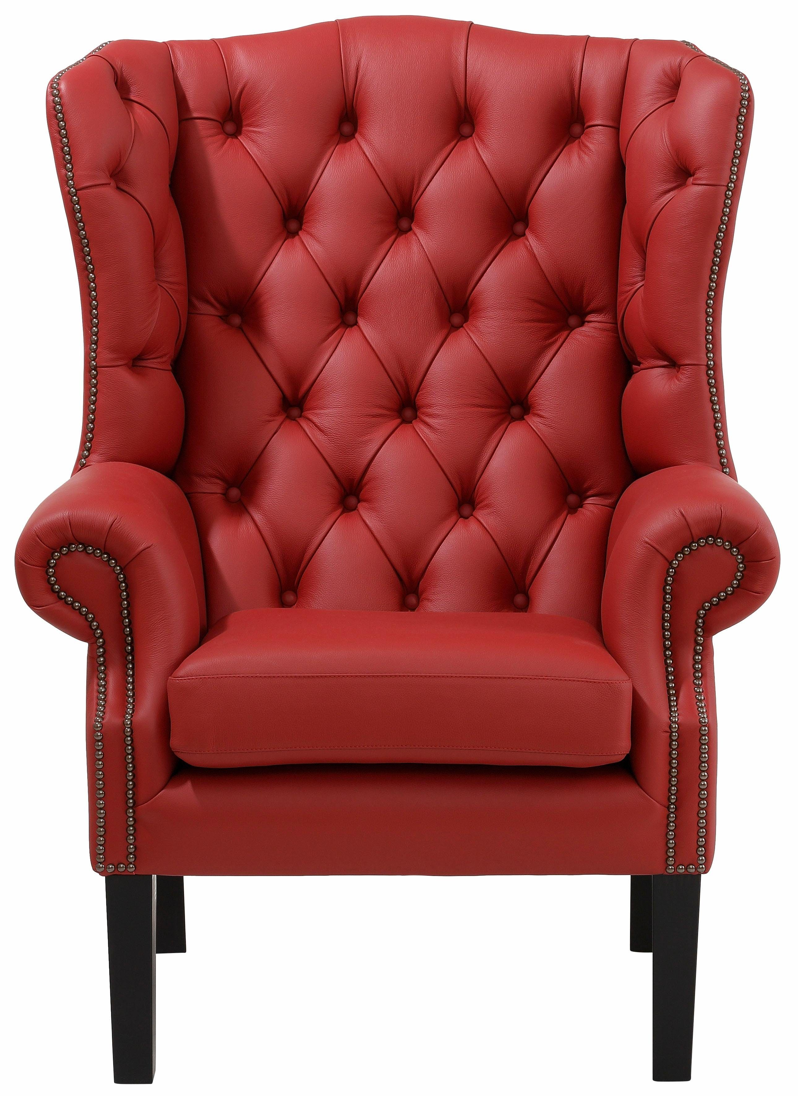 Home affaire Fauteuil Bedford oorschelp fauteuil Chesterfield met luxueuze capitonnage en gebogen armleuningen