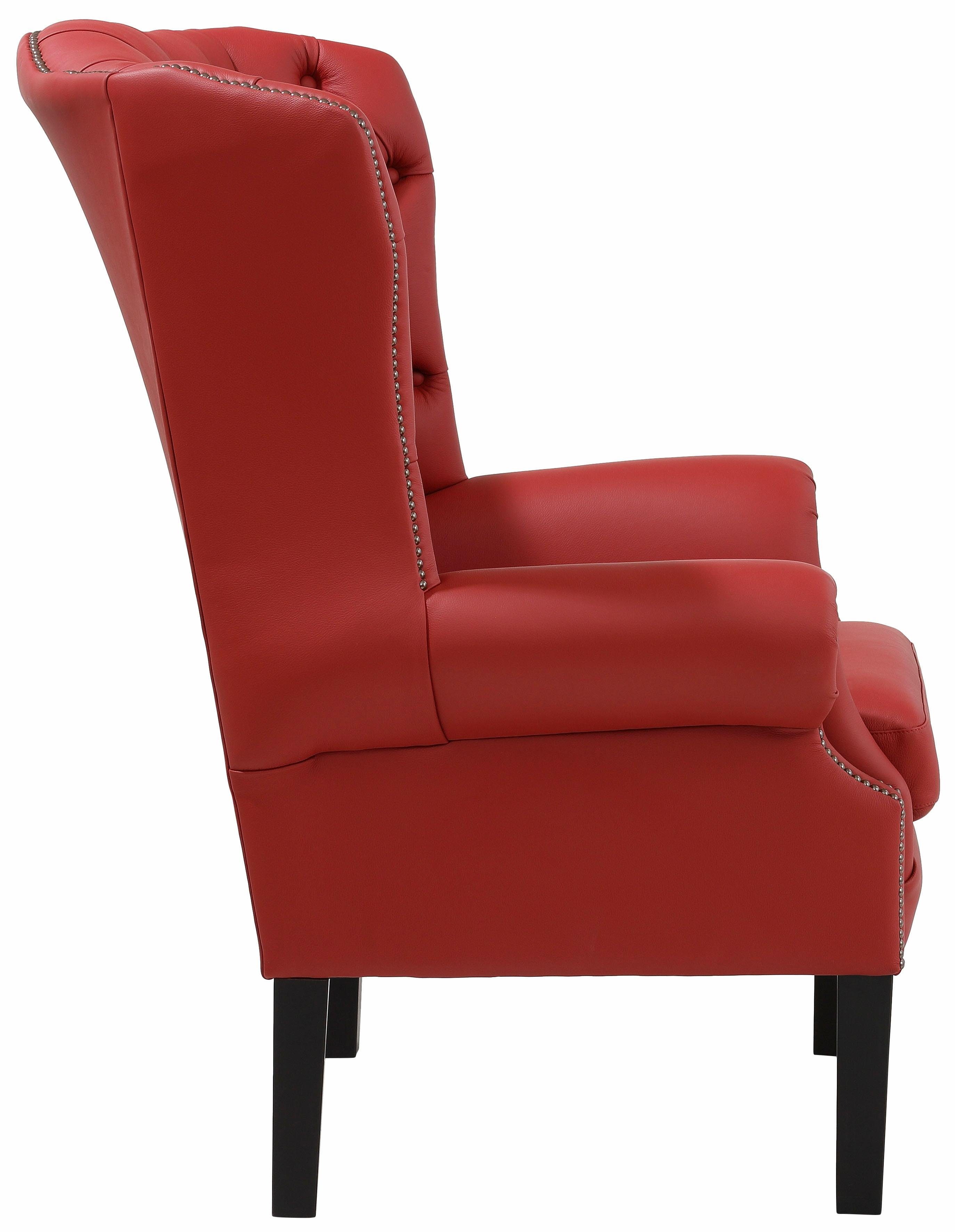 Home affaire Fauteuil Bedford oorschelp fauteuil Chesterfield met luxueuze capitonnage en gebogen armleuningen