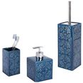 wenko sets badkameraccessoires cordoba poetsbeker, zeepdispenser  toiletset (set, 3-delig) blauw