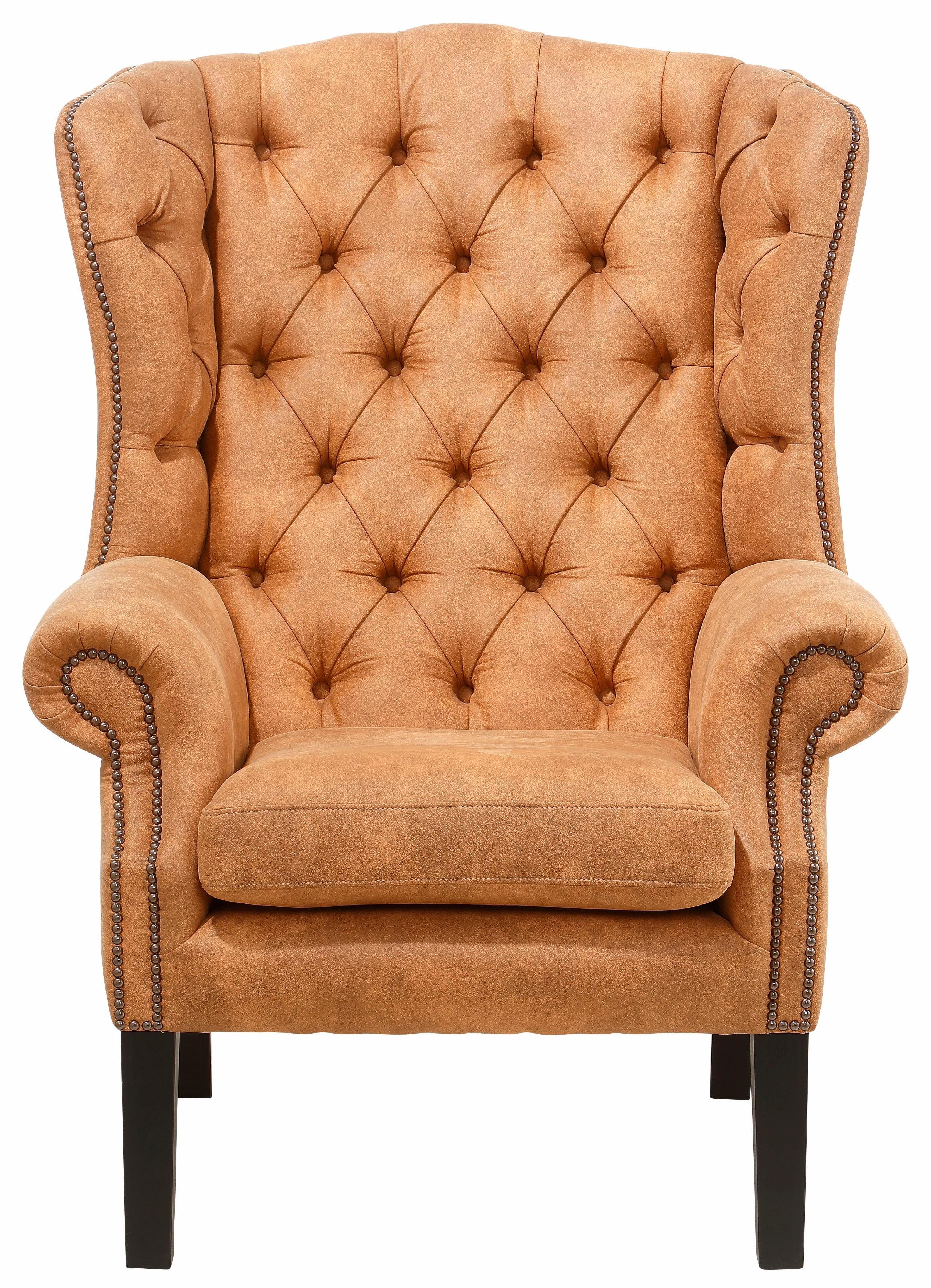 Home affaire Fauteuil Bedford oorschelp fauteuil Chesterfield met luxueuze capitonnage en gebogen armleuningen