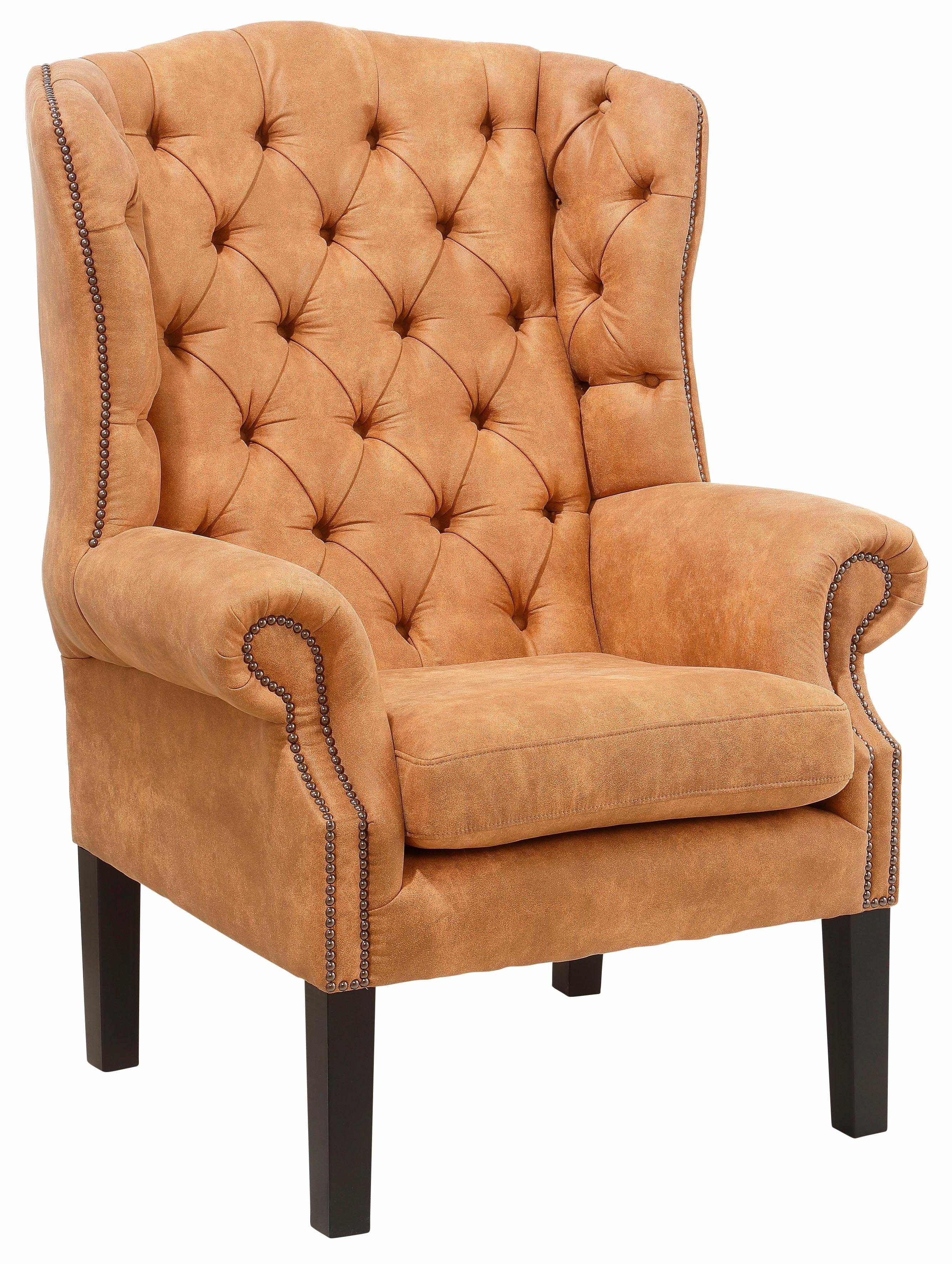 Home affaire Fauteuil Bedford oorschelp fauteuil Chesterfield met luxueuze capitonnage en gebogen armleuningen