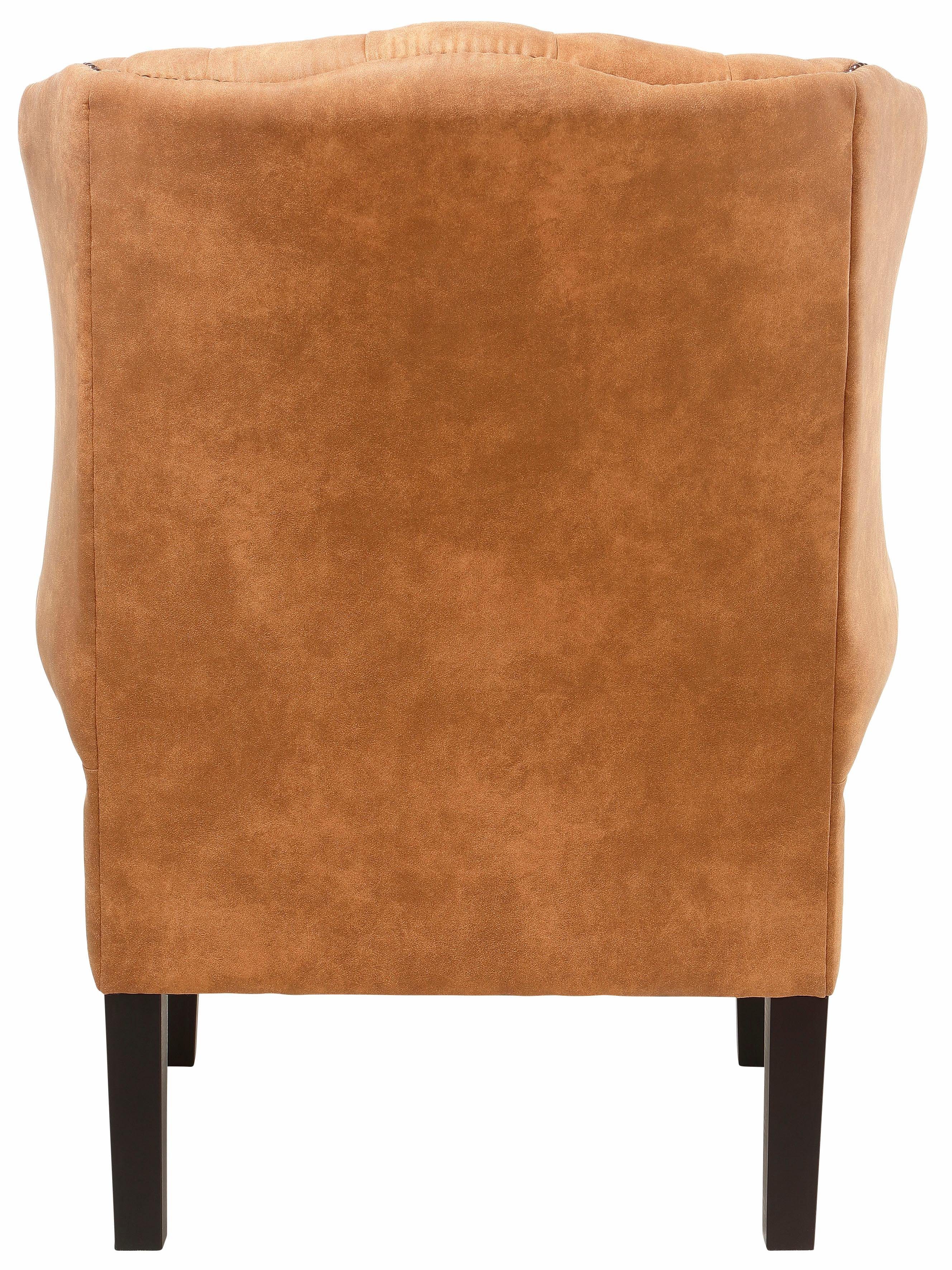 Home affaire Fauteuil Bedford oorschelp fauteuil Chesterfield met luxueuze capitonnage en gebogen armleuningen