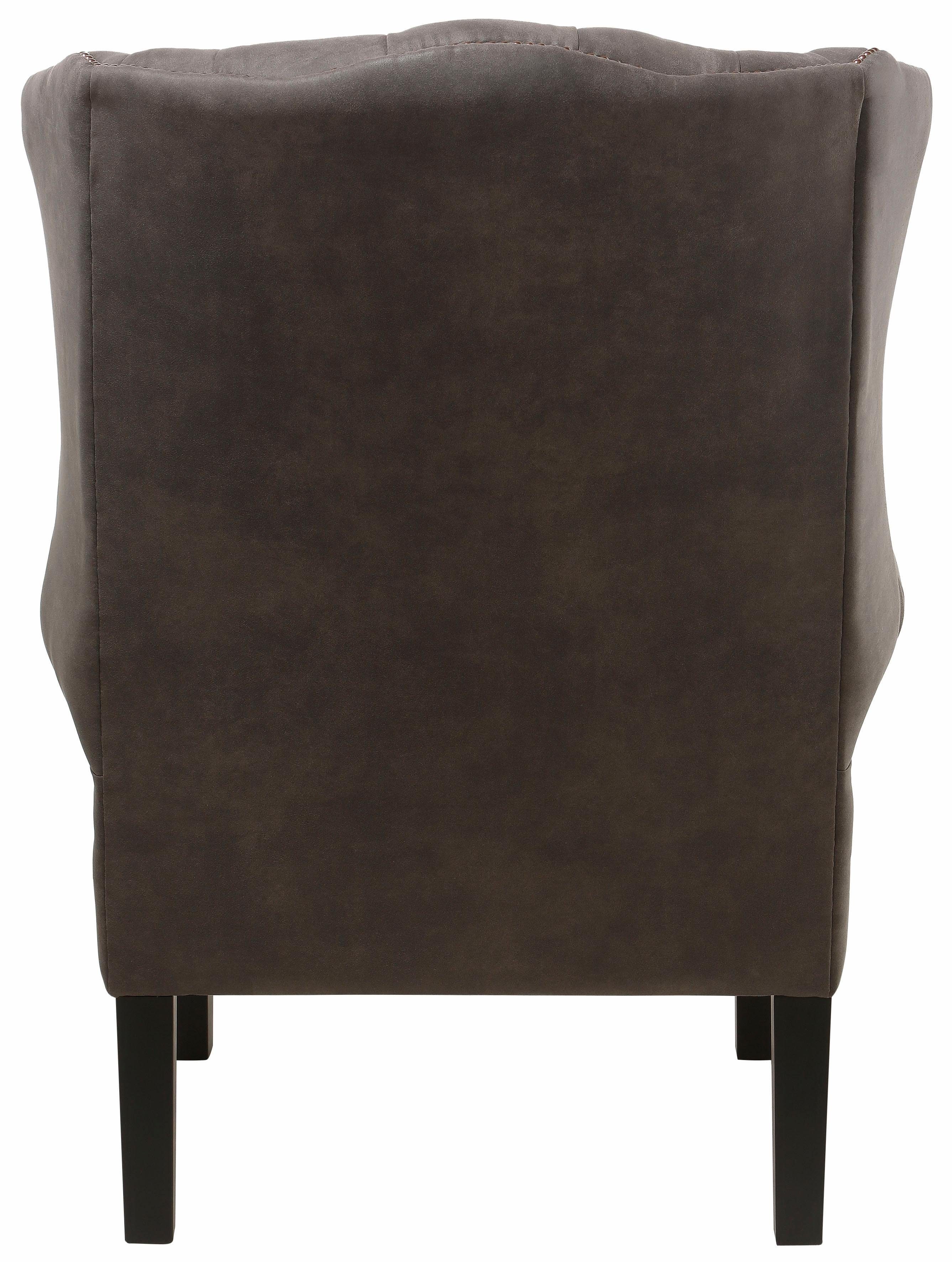 Home affaire Fauteuil Bedford oorschelp fauteuil Chesterfield met luxueuze capitonnage en gebogen armleuningen