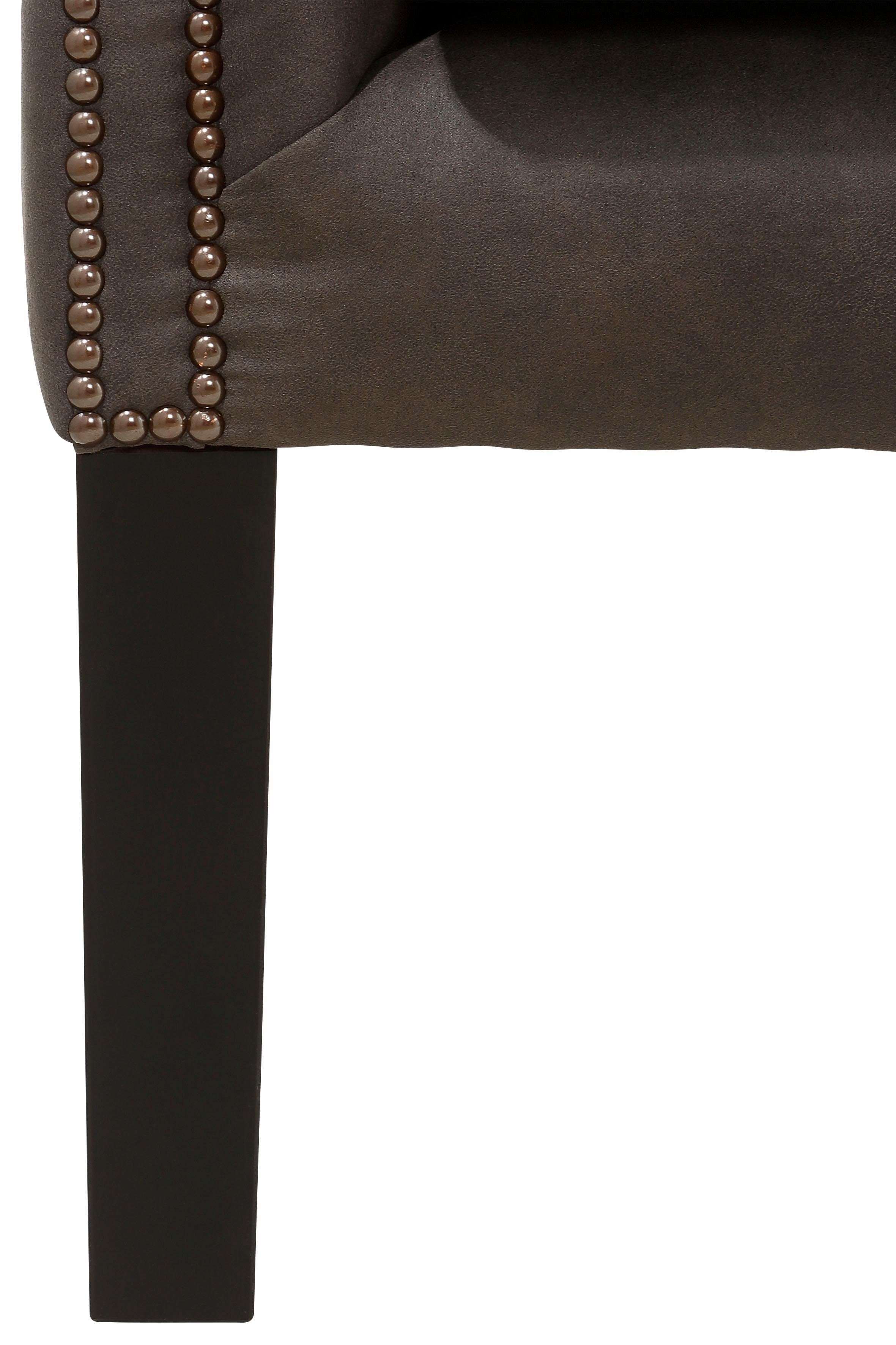 Home affaire Fauteuil Bedford oorschelp fauteuil Chesterfield met luxueuze capitonnage en gebogen armleuningen