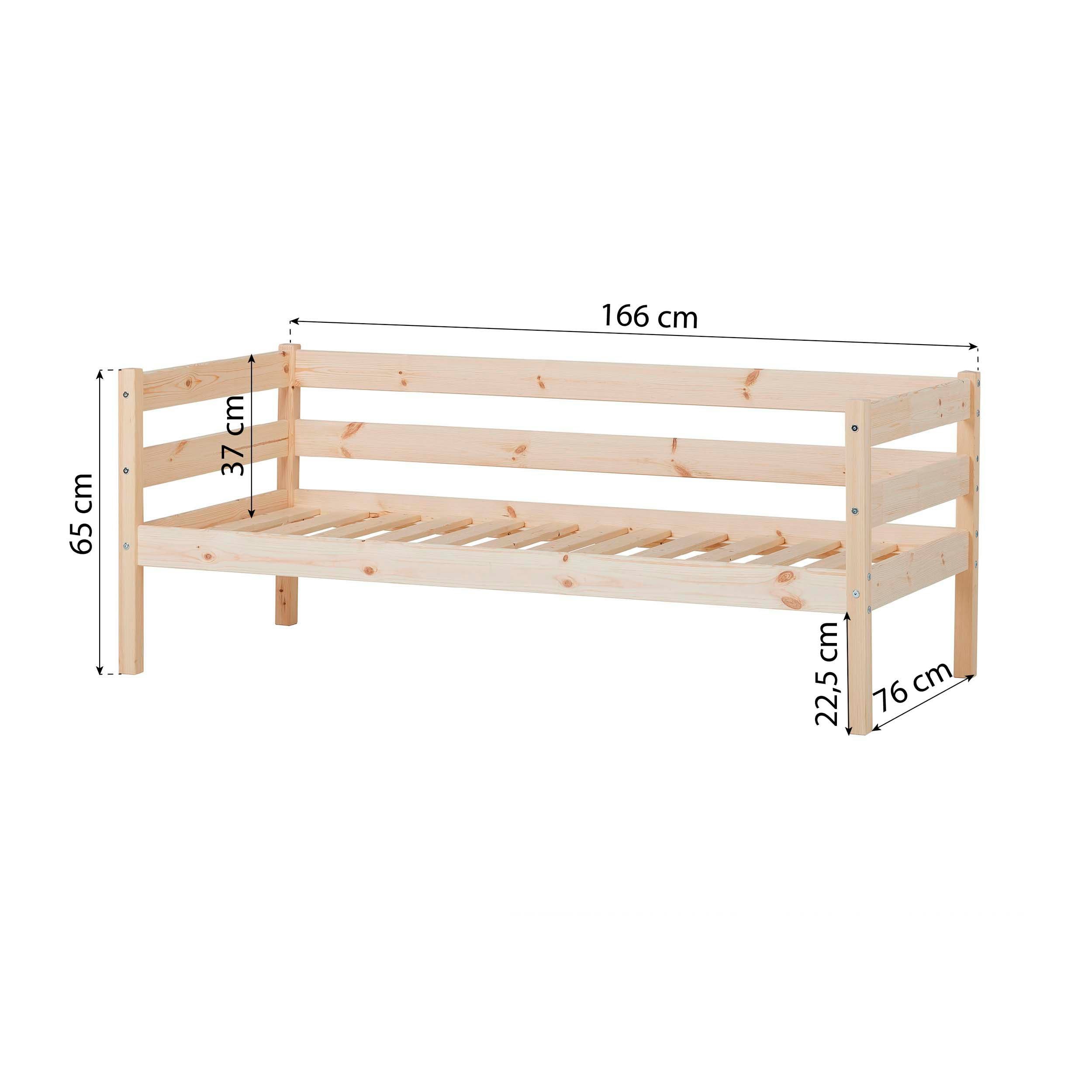 Hoppekids 1-persoonsledikant ECO Comfort kinderbed, massief grenenhout, tienerbed inclusief lattenbodem (set)
