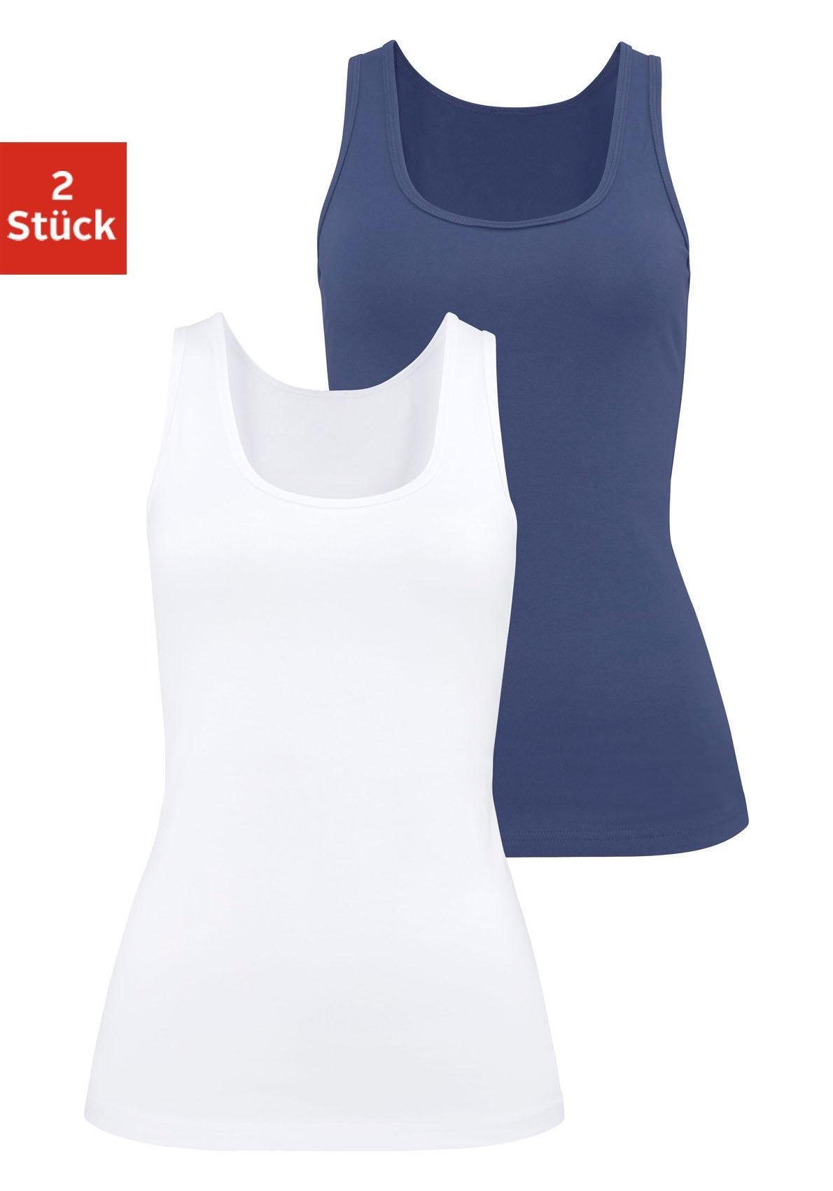 H.I.S Hemd van elastische katoen-kwaliteit, tanktop, onderhemd (Set van 2)