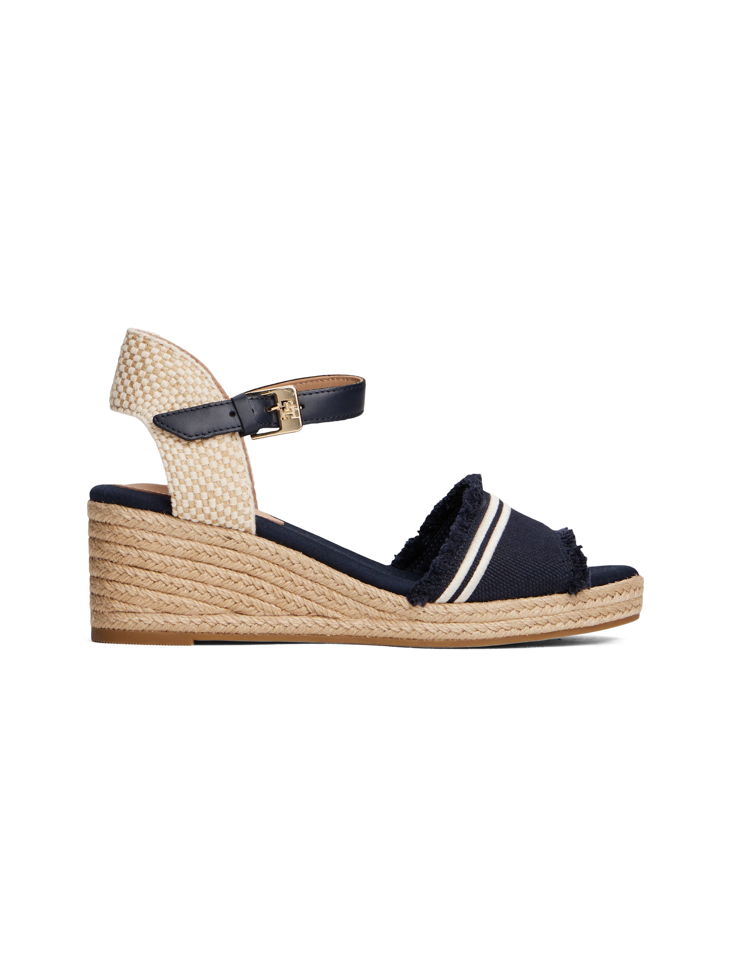 Tommy Hilfiger Sleehaksandaaltjes FRINGE CANVAS MEDIUM WEDGE