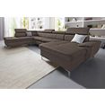 exxpo - sofa fashion zithoek naar keuze met slaapfunctie en bedkist bruin