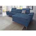 exxpo - sofa fashion hoekbank naar keuze met slaapfunctie en bedkist blauw