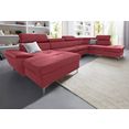 exxpo - sofa fashion zithoek naar keuze met slaapfunctie en bedkist rood