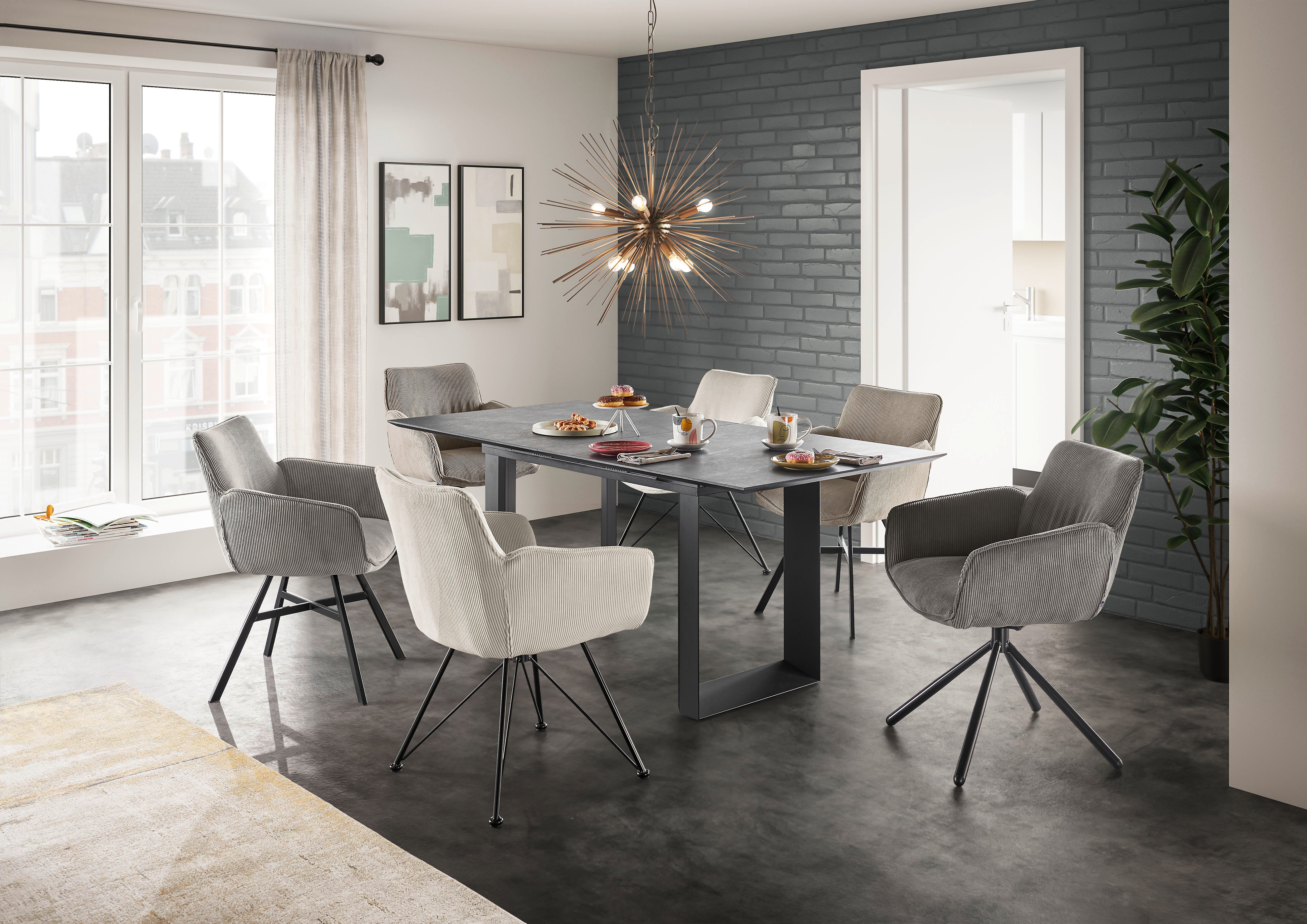 set one by Musterring Eettafel New Atlanta Rechthoekig blad met Zwitserse rand, uitschuifbaar, onderstel in U-vorm