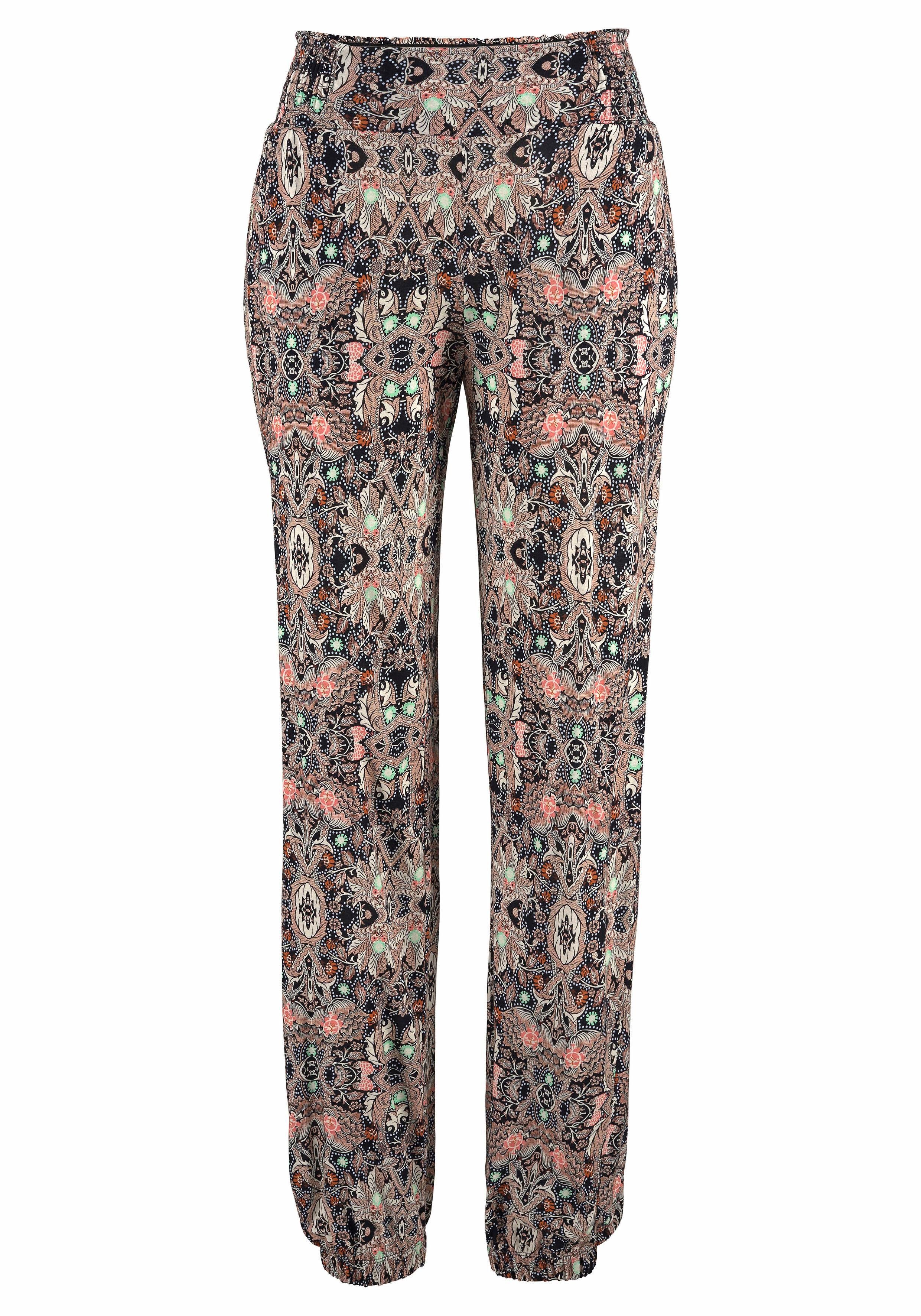 s.Oliver RED LABEL Beachwear Strandbroek met all-over print en zakken, stoffen broek, zomerbroek, elastisch