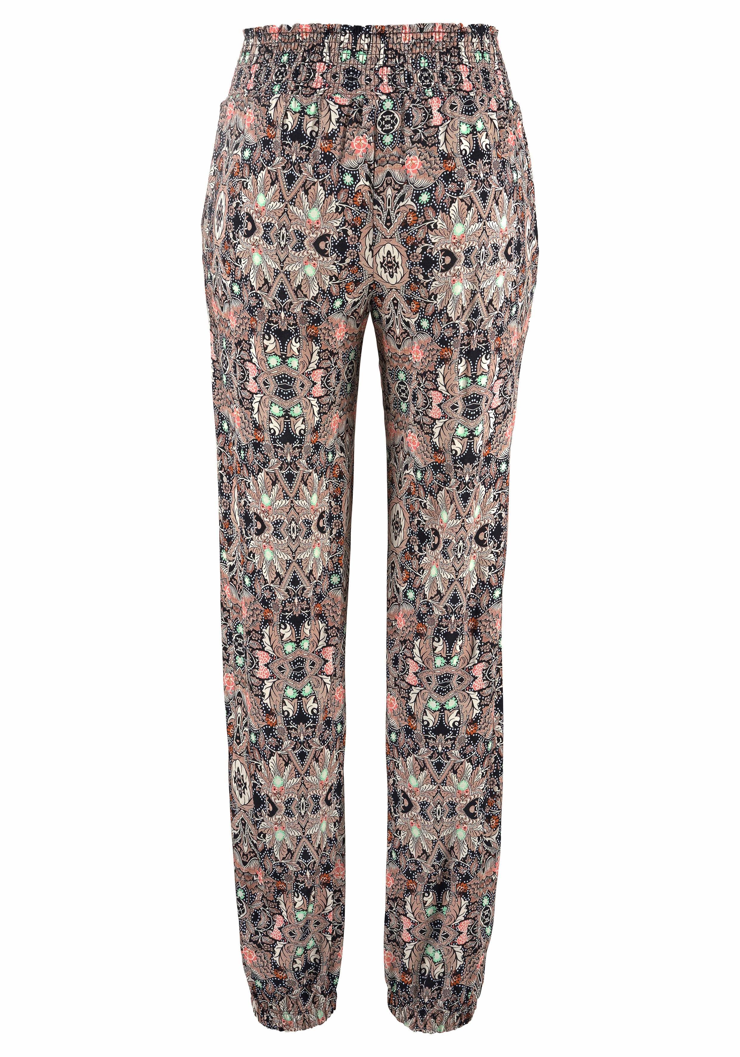 s.Oliver RED LABEL Beachwear Strandbroek met all-over print en zakken, stoffen broek, zomerbroek, elastisch