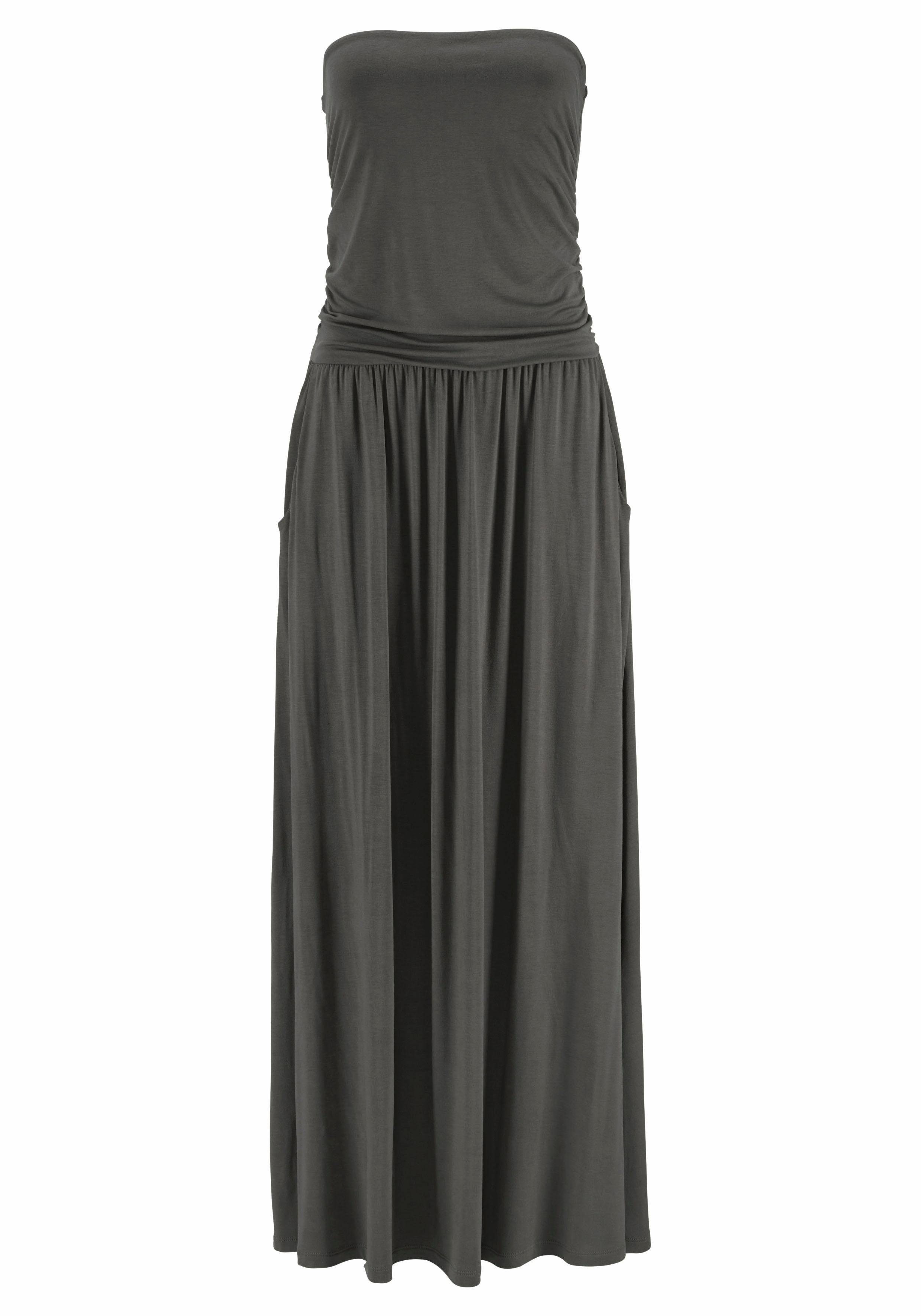 Lascana Maxi-jurk met smalle bovenkant en zakken, off-the-shoulder, zomerjurk, basic