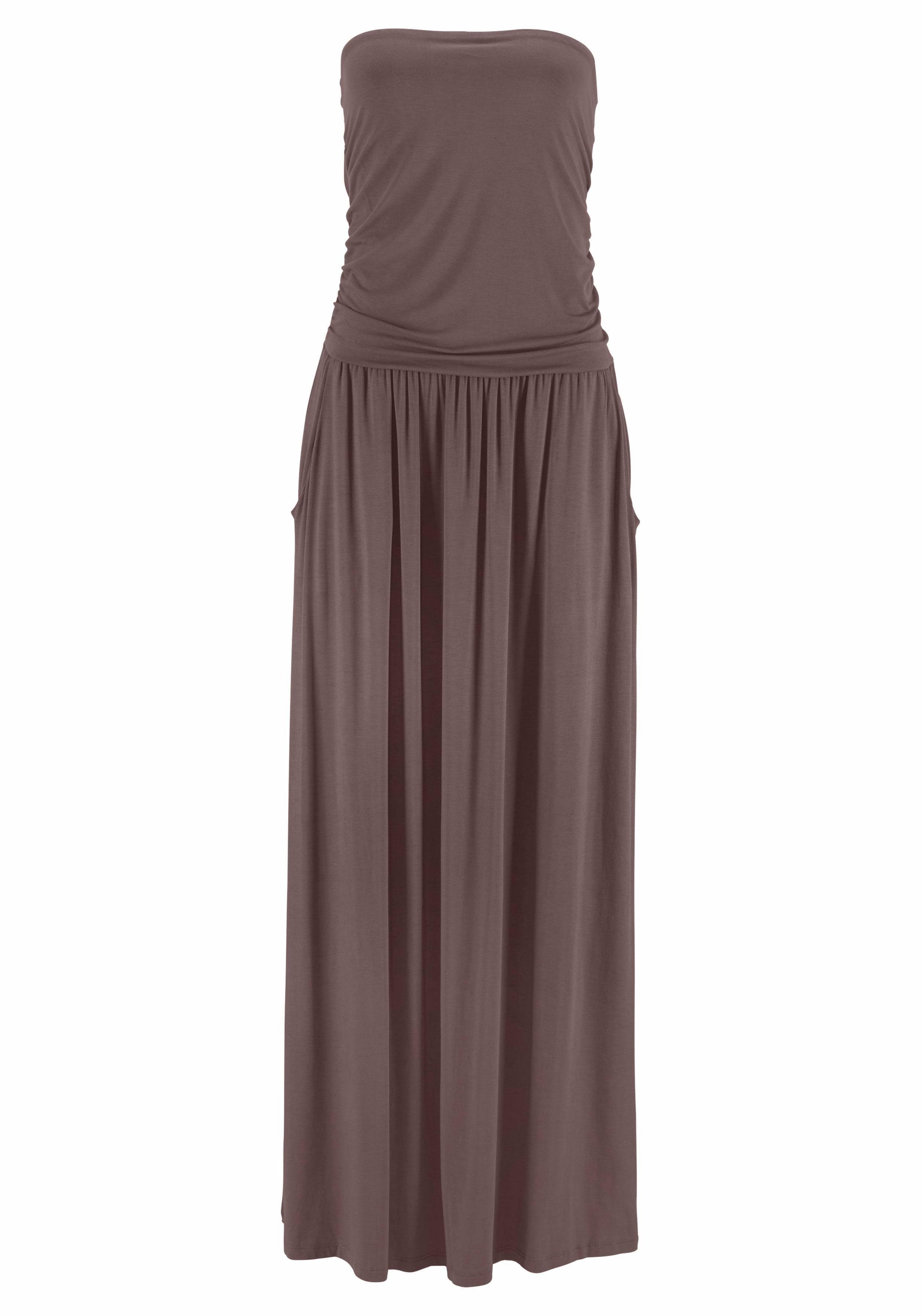 Lascana Maxi-jurk met smalle bovenkant en zakken, off-the-shoulder, zomerjurk, basic