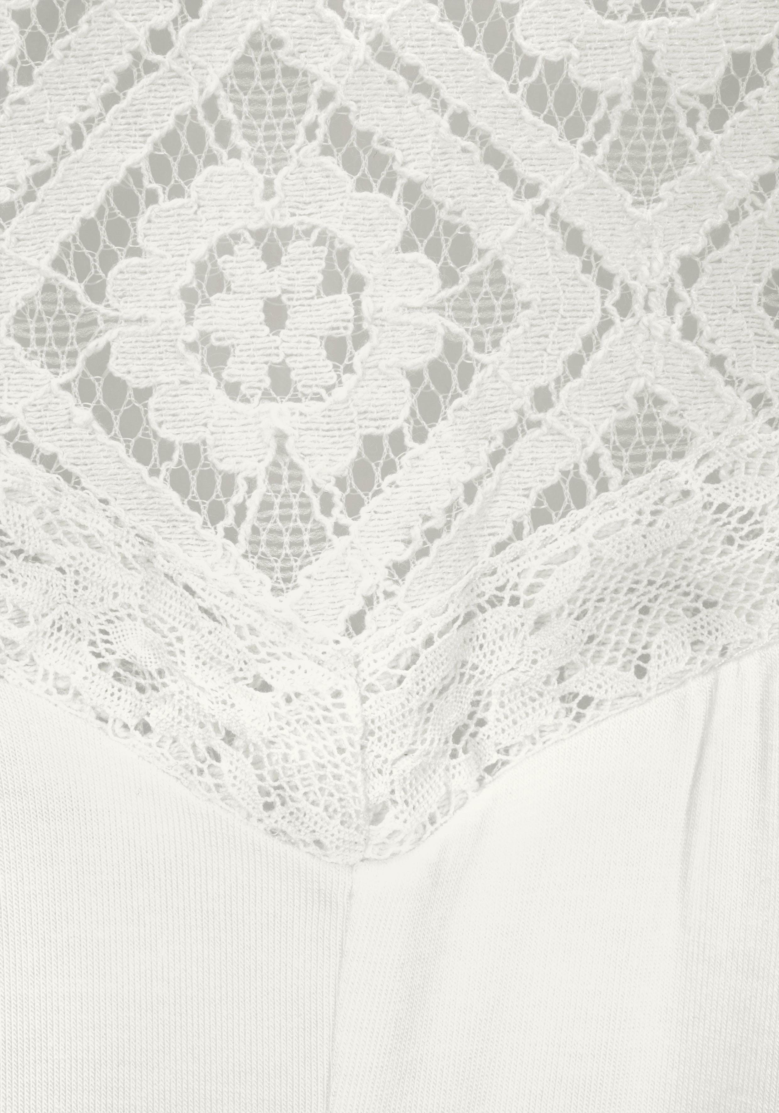 Lascana Strandtop met kantinzetten, dames-top van katoenmix