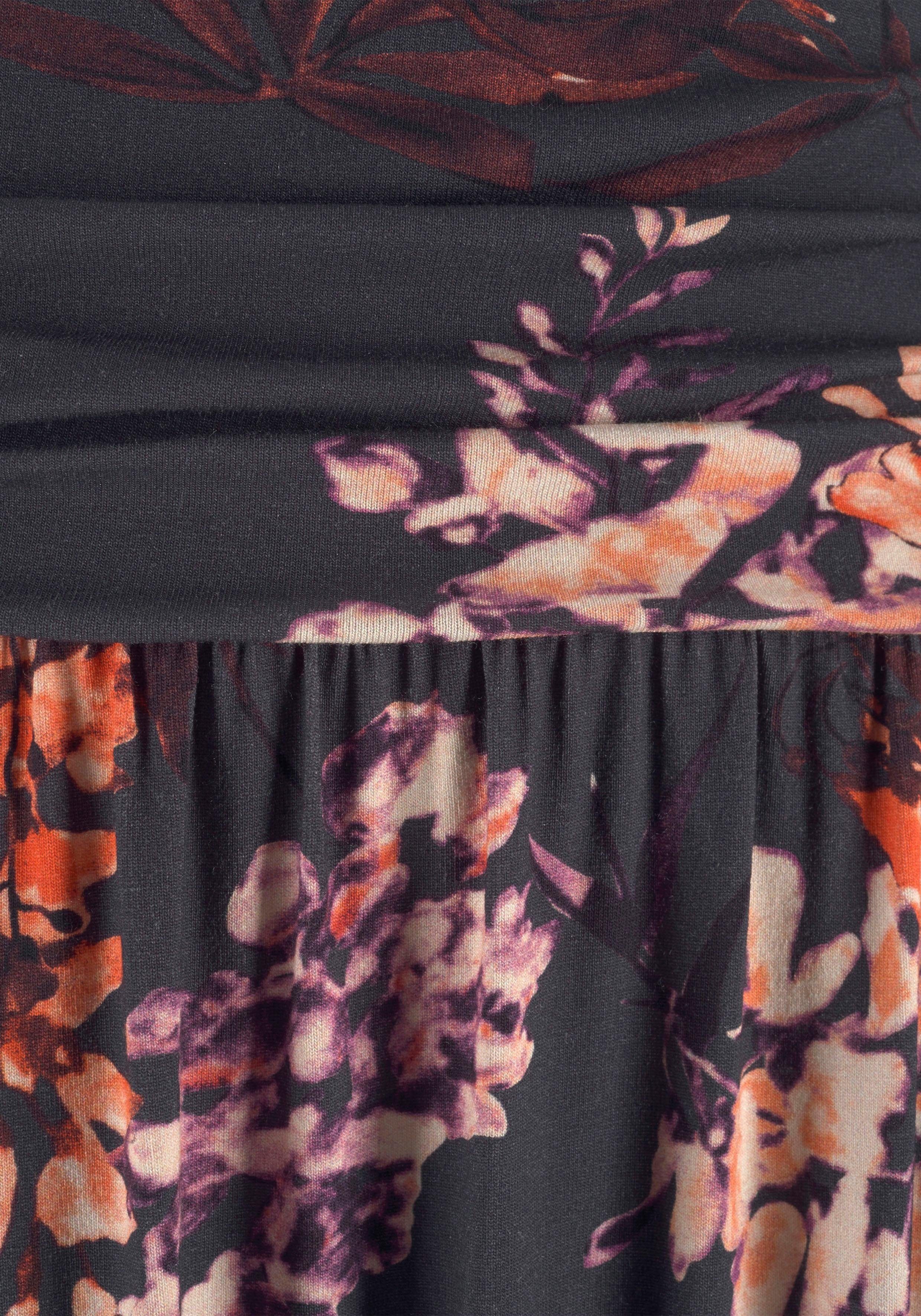 Lascana Maxi-jurk met bloemenprint en zakken, zomerse strapless jurk, strandjurk