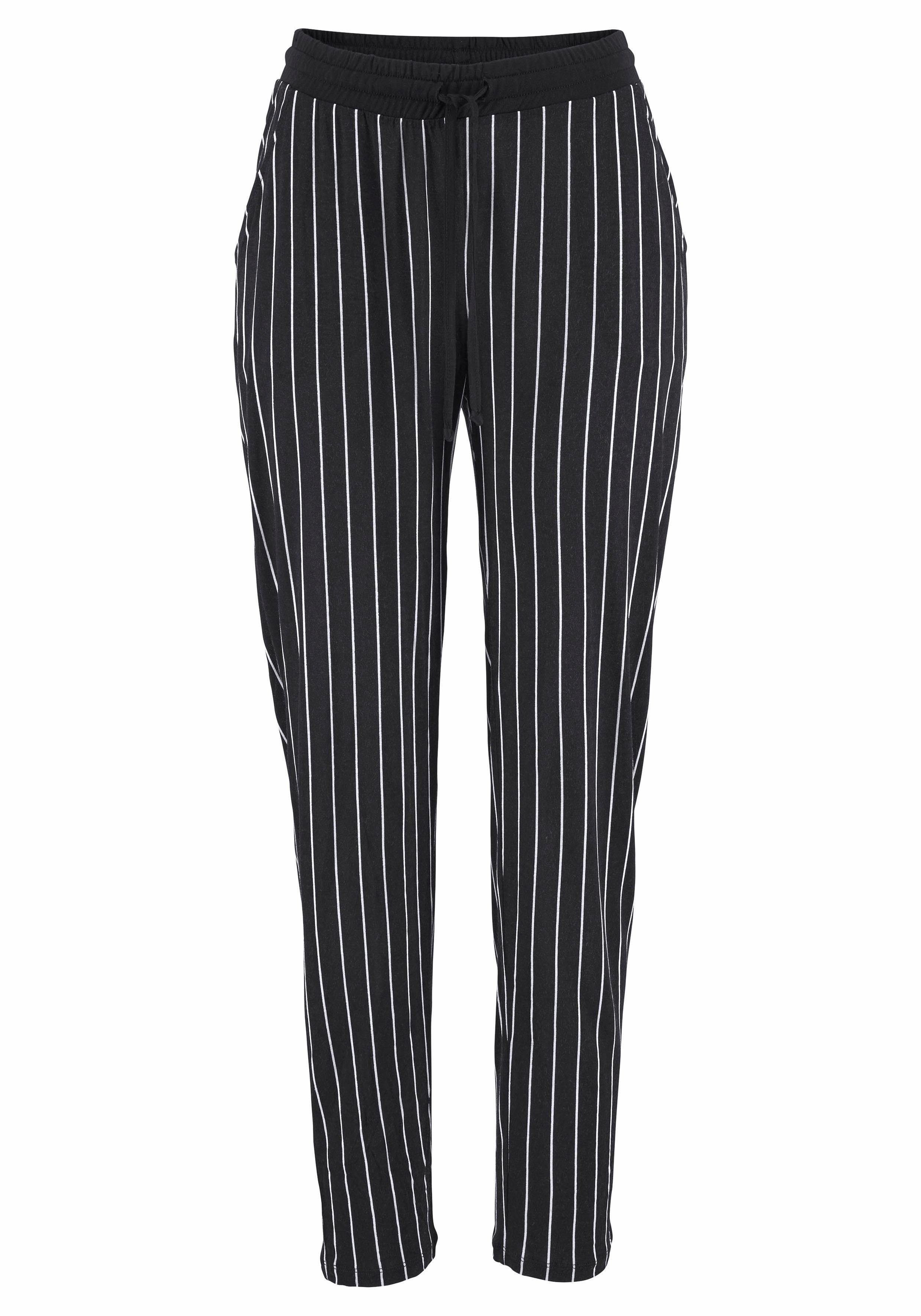 Buffalo Strandbroek met gestreepte print, comfortabele instapbroek, jersey broek