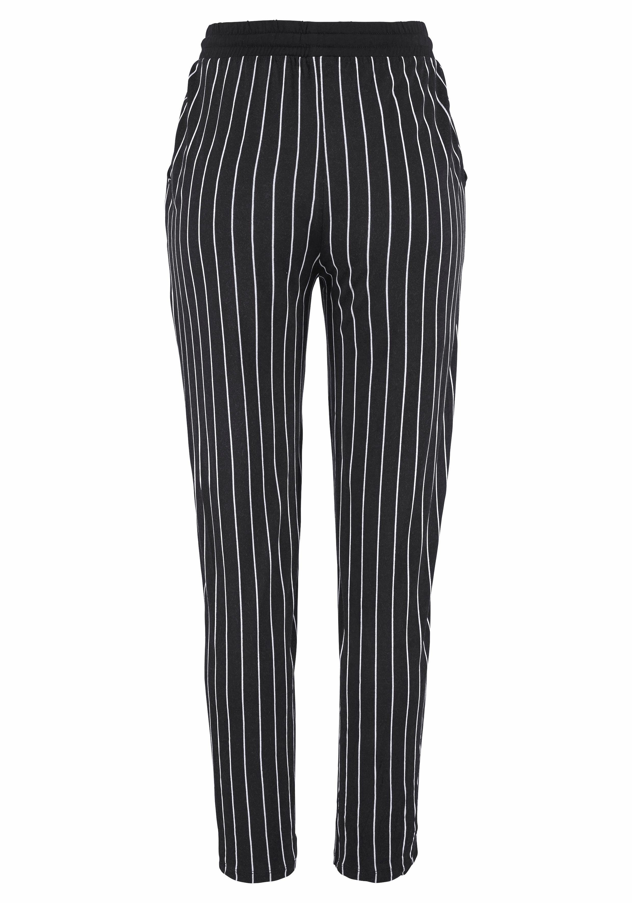 Buffalo Strandbroek met gestreepte print, comfortabele instapbroek, jersey broek