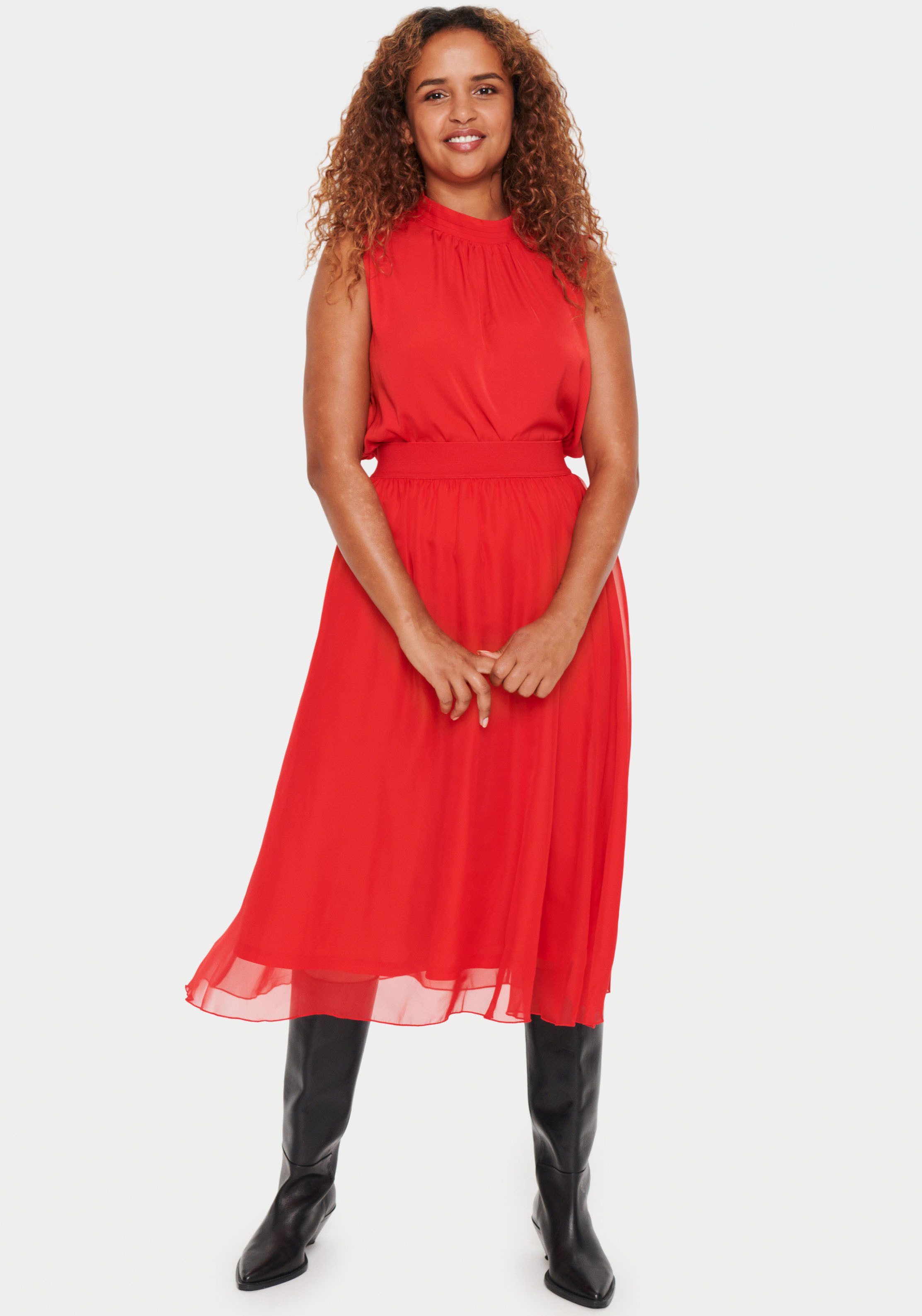 Saint Tropez Midirok CoralSZ Skirt gemaakt van chiffon