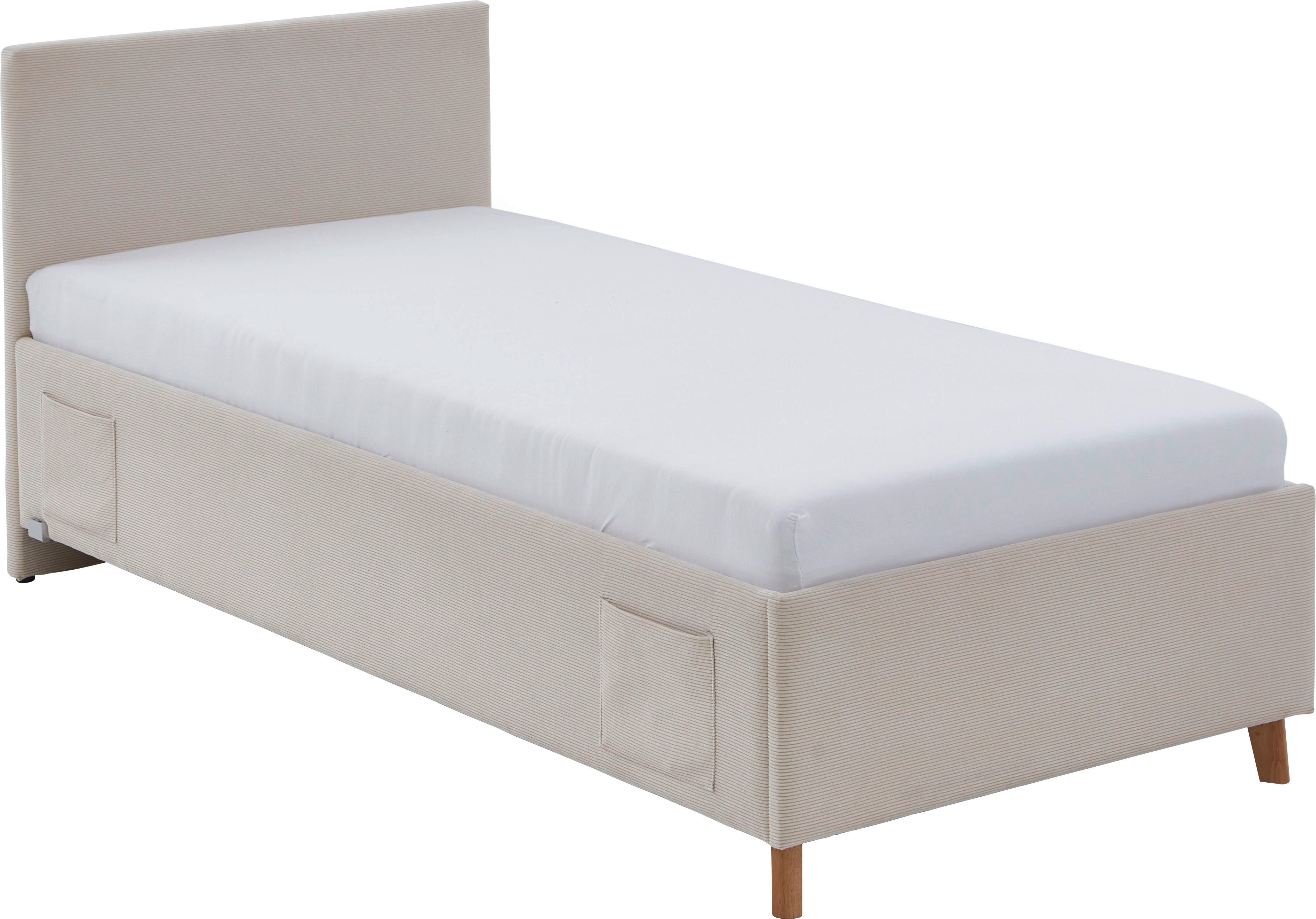 meise.möbel Kinderledikant Blauw Bekleed bed naar keuze met bedkist, tienerbed inclusief USB-aansluiting