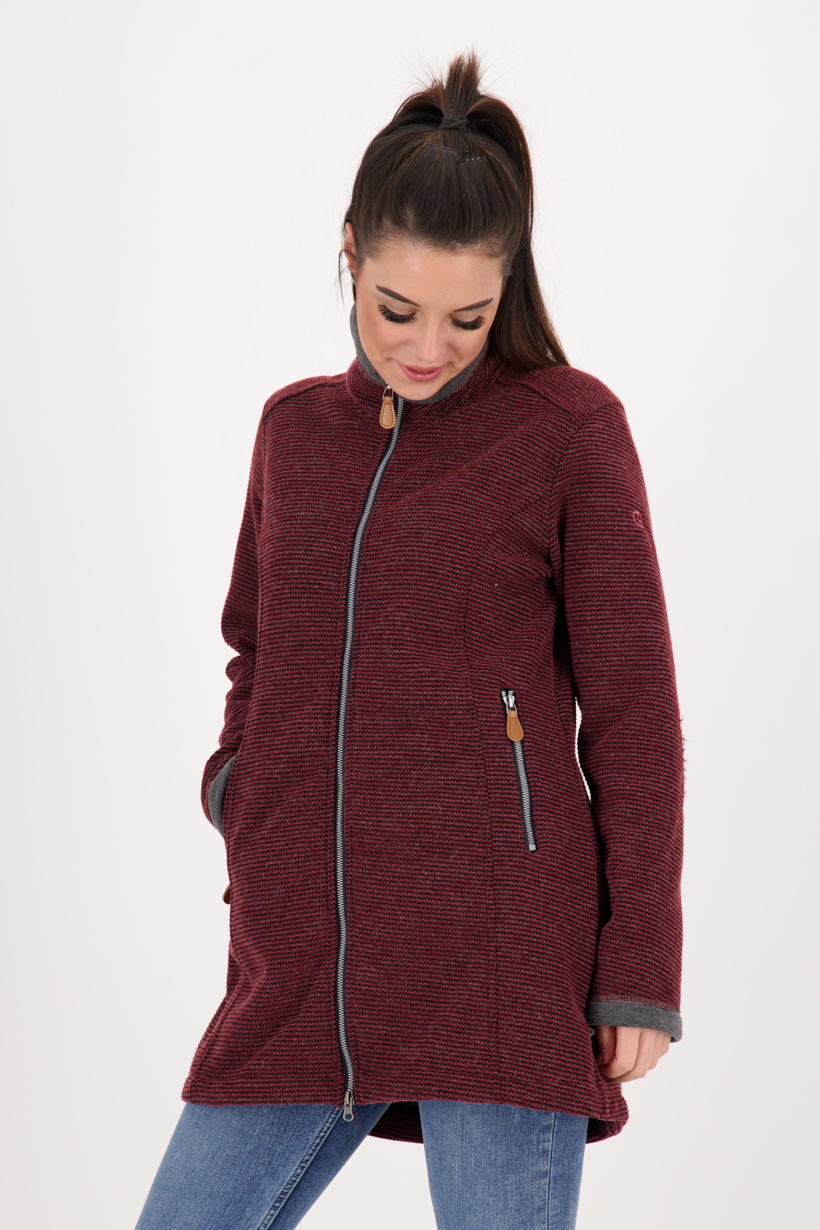 DEPROC Active Gebreide jas AMYWOOD LONG buitengewone lange fijngebreide jas met contrastdetails