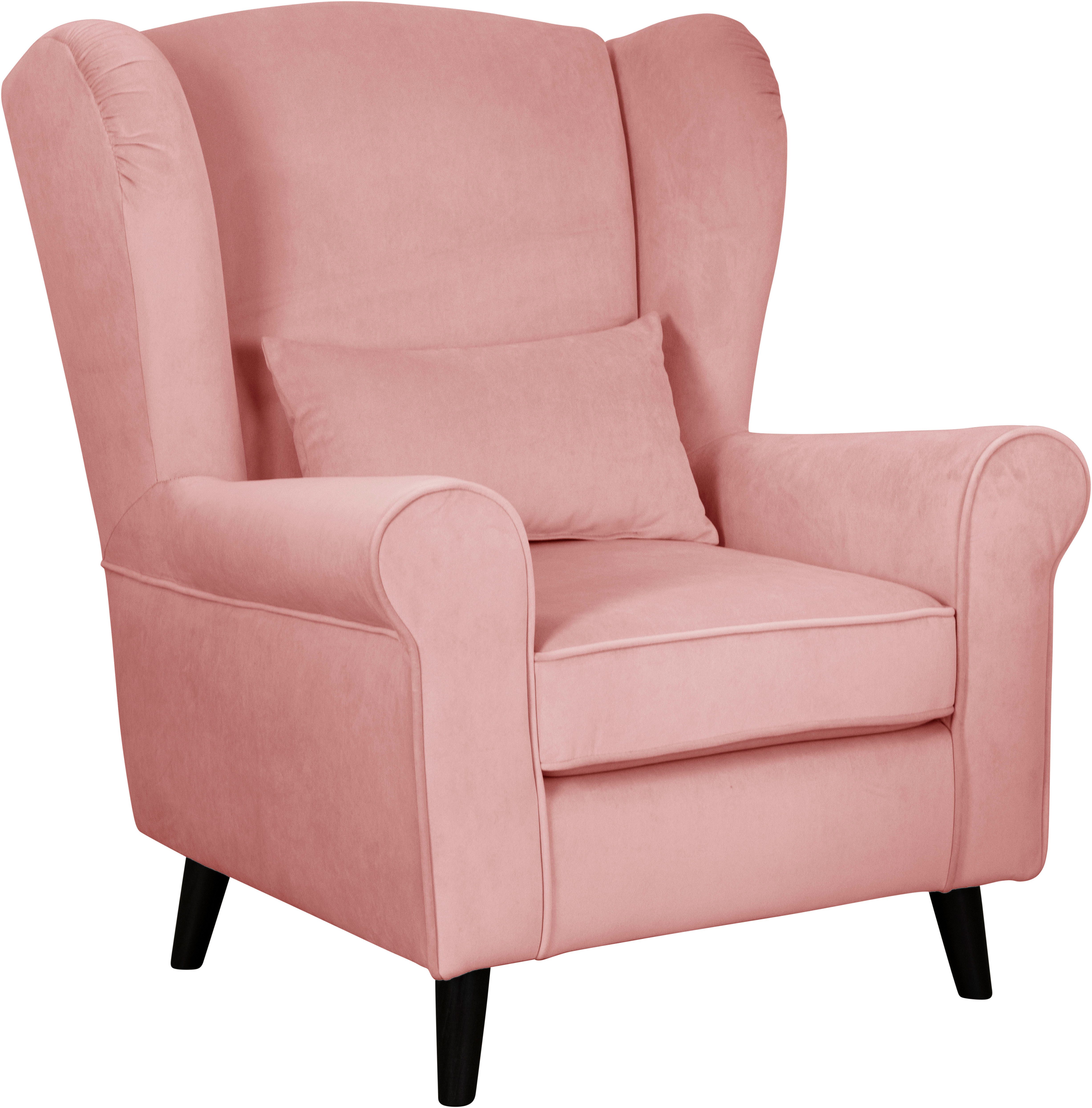 Home affaire Fauteuil Ohrensessel CHISTELLE, optioneel met poef met golfondersteuning, afmetingen: b/d/h: 81/87/99 cm