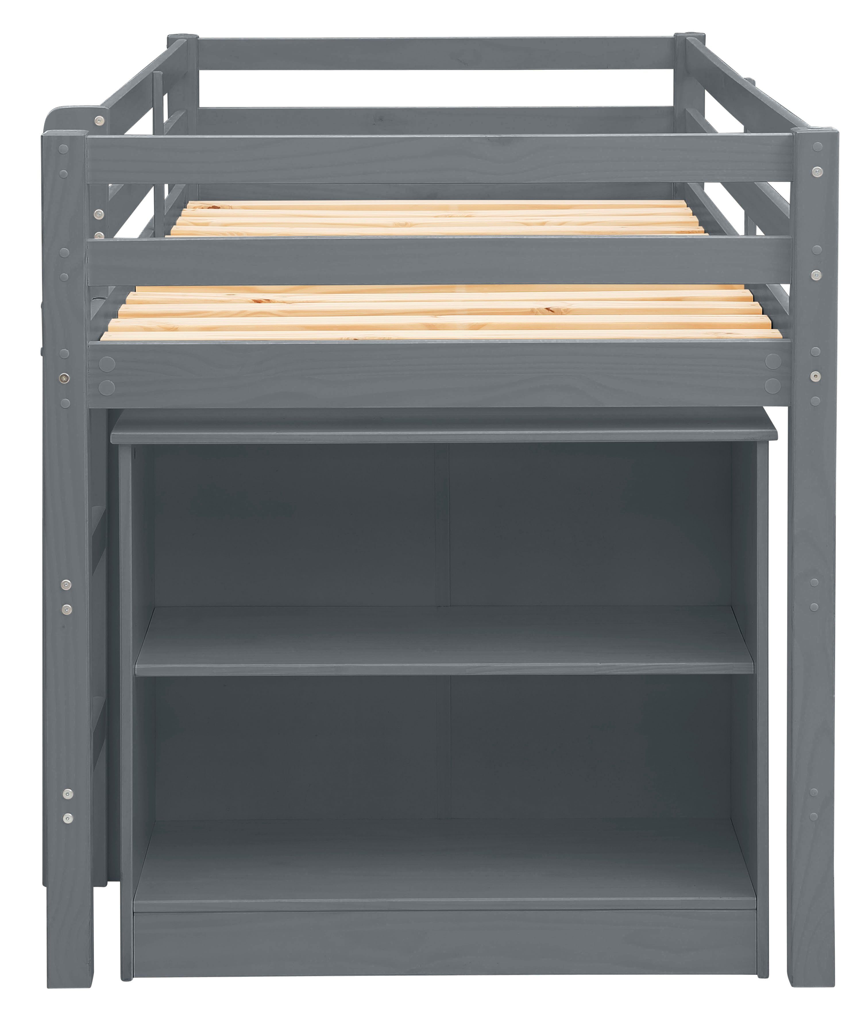 Lüttenhütt Hoogslaper Alpi Met lattenbodem, ladder, legplank, commode en uitschuifbaar bureau