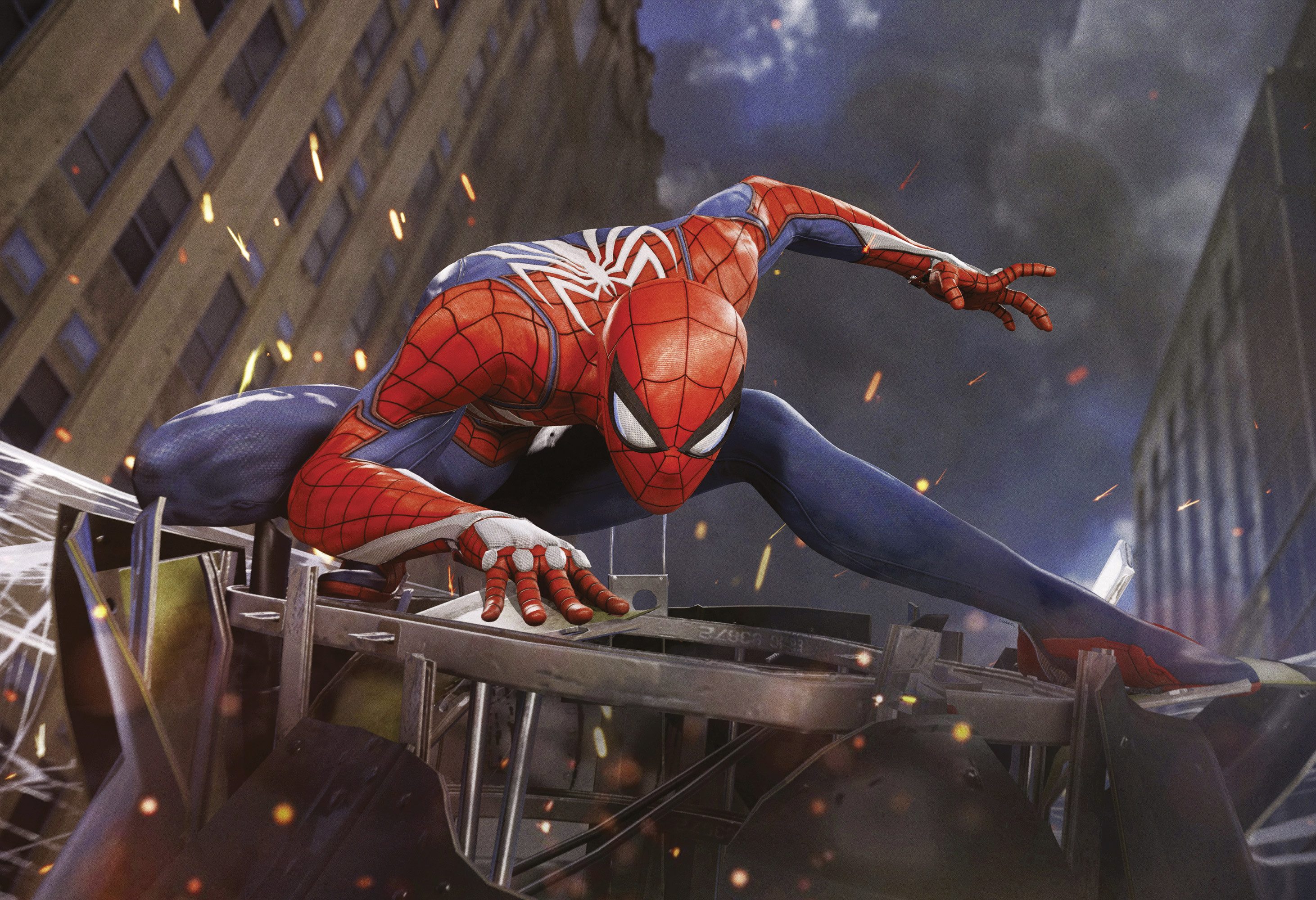 Komar Artprint op linnen Marvel Spider-Man Landing 90 x 60 cm (breite x höhe) - kinderzimmer, dekoration (1 stuk)