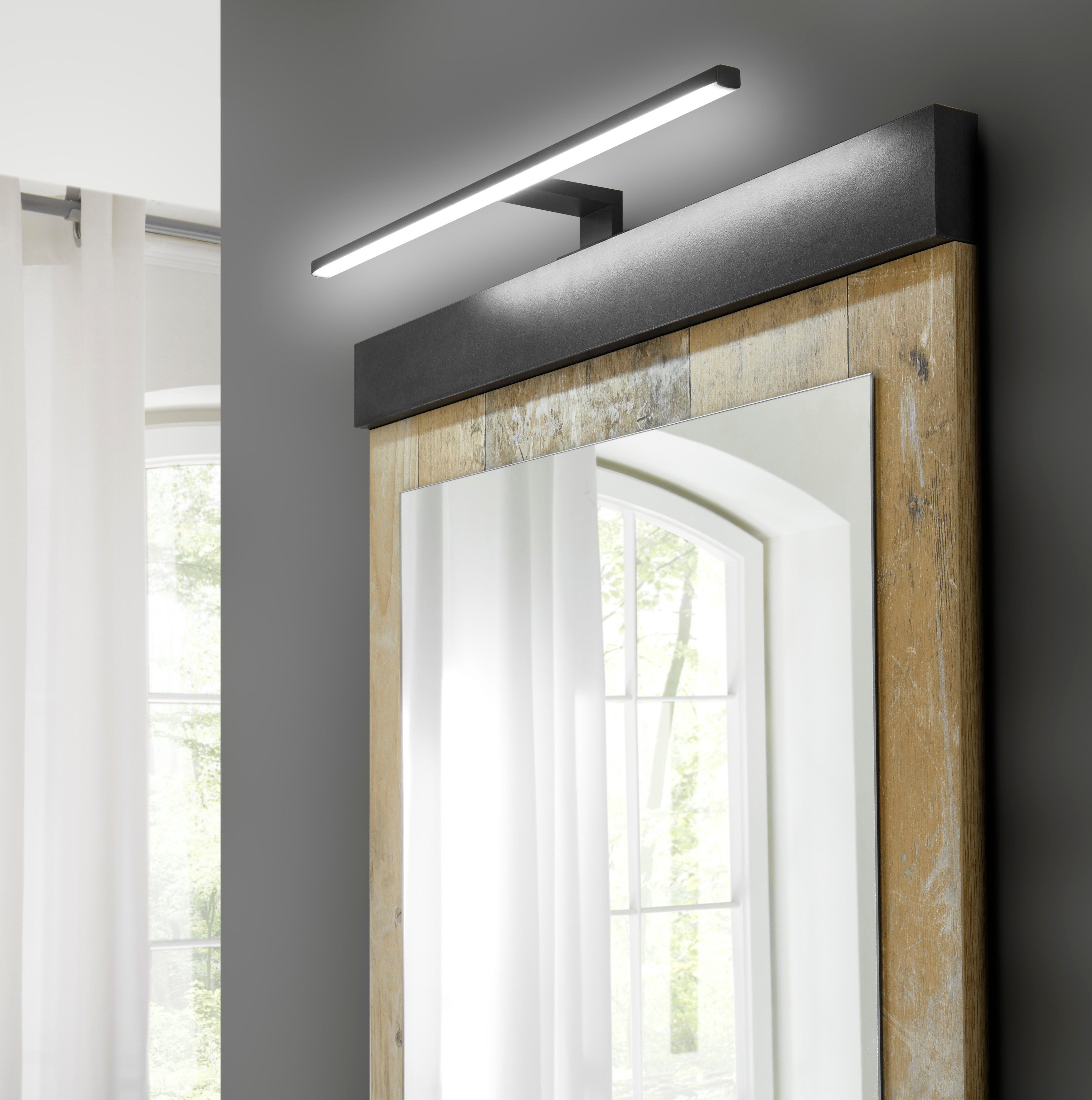 Home affaire Badkamerserie SHERWOOD, Bad im modernen Design, 3-teiliges Badezimmer in houtdecor, met schuurdeurbeslag en apothekersgrepen van metaal (3-delig)