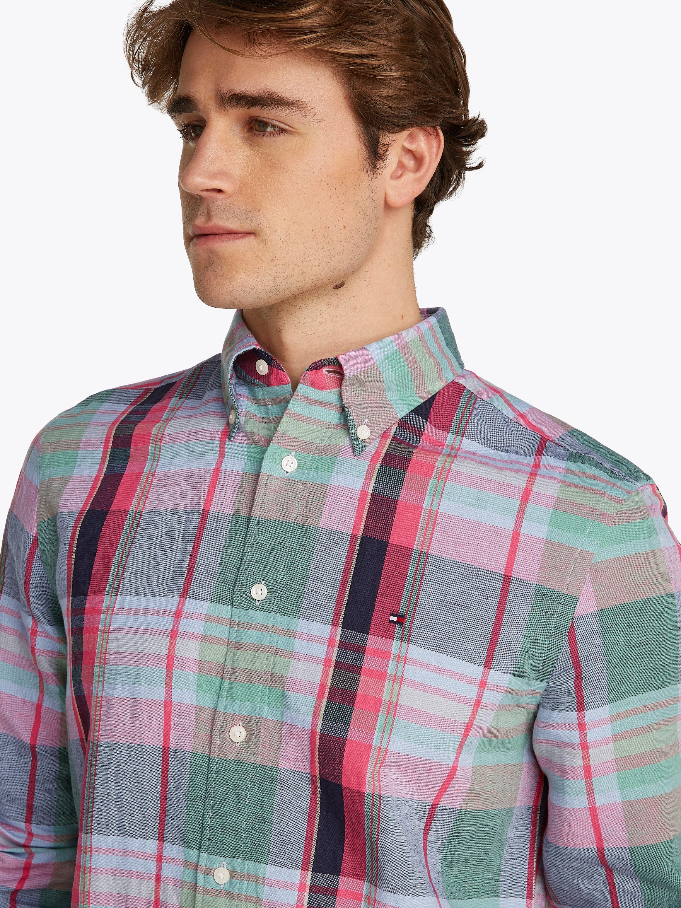 Tommy Hilfiger Overhemd met lange mouwen LINEN BLEND MADRAS CHECK